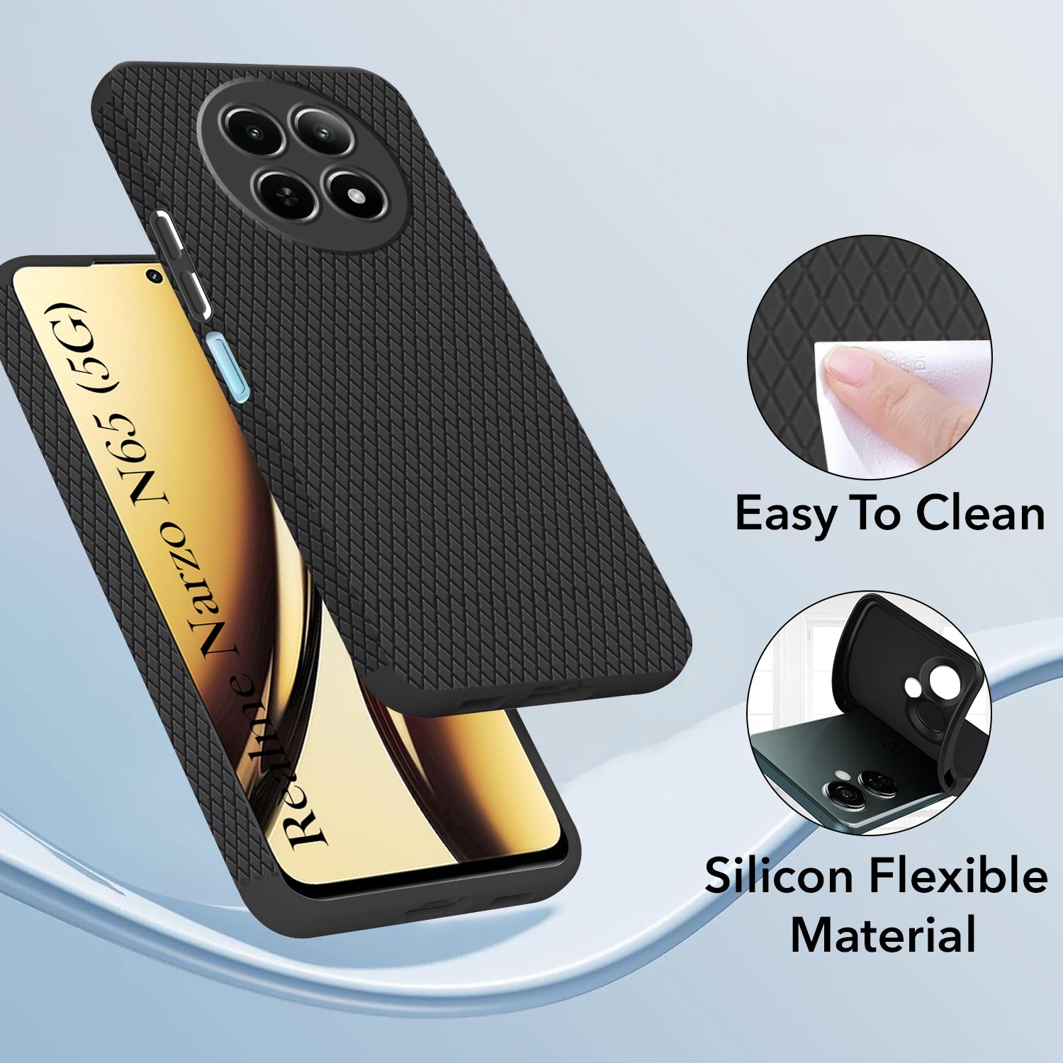 For Realme Narzo N65 5G Back Cover Case (Liquid Silicone | Side Grip | Camera Protection)