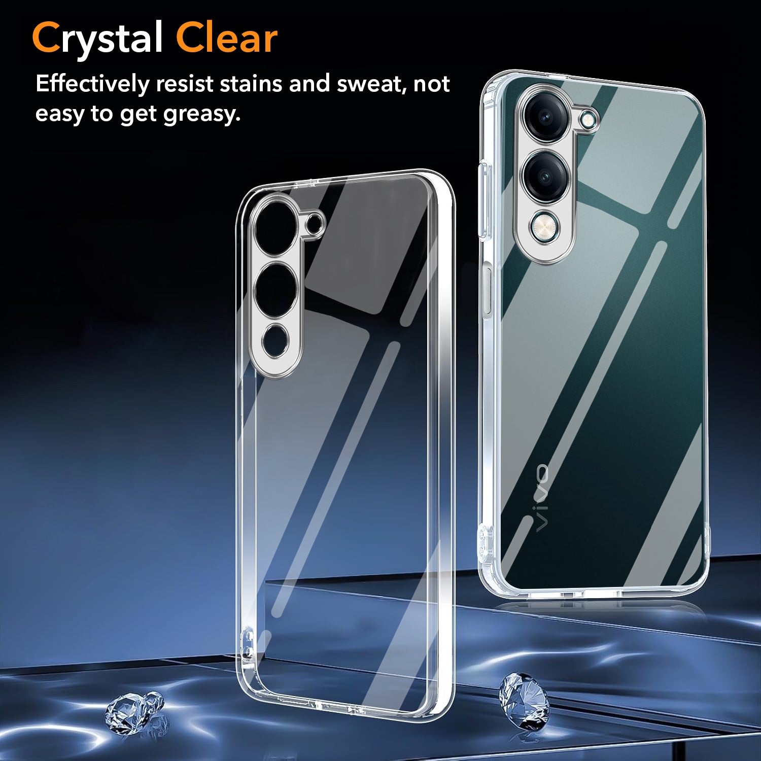 For Vivo Y19 | Vivo Y19e | Vivo T4 Lite Back Cover Case (Hybrid Crystal panel with Side Soft PU | Camera Protection | HD Clear Shockproof)