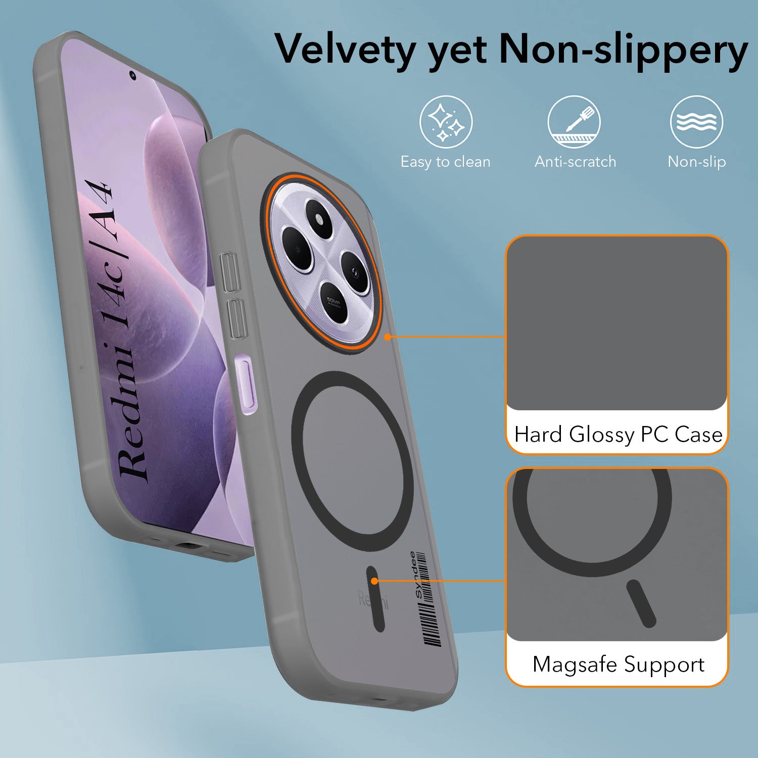 For Redmi A4 5G | Xiaomi Redmi 14C Back Cover Case (Soft Touch | Camera Bump Protection | MagSafe Compatible | Matte Finish)