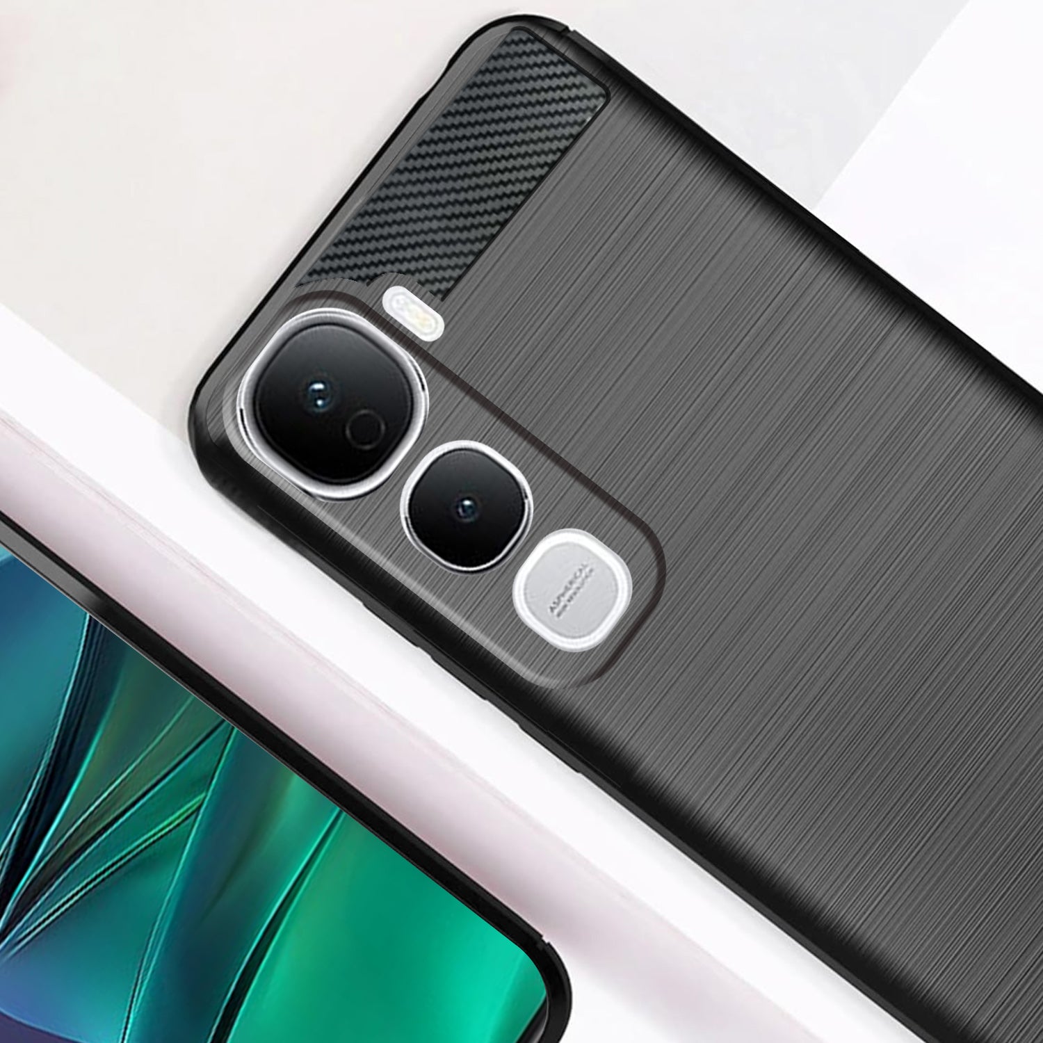 For Vivo Y400 Pro Back Cover Case ( Hybrid Armor Case | Carbon Fiber Shockproof | Soft and Flexible | Black )