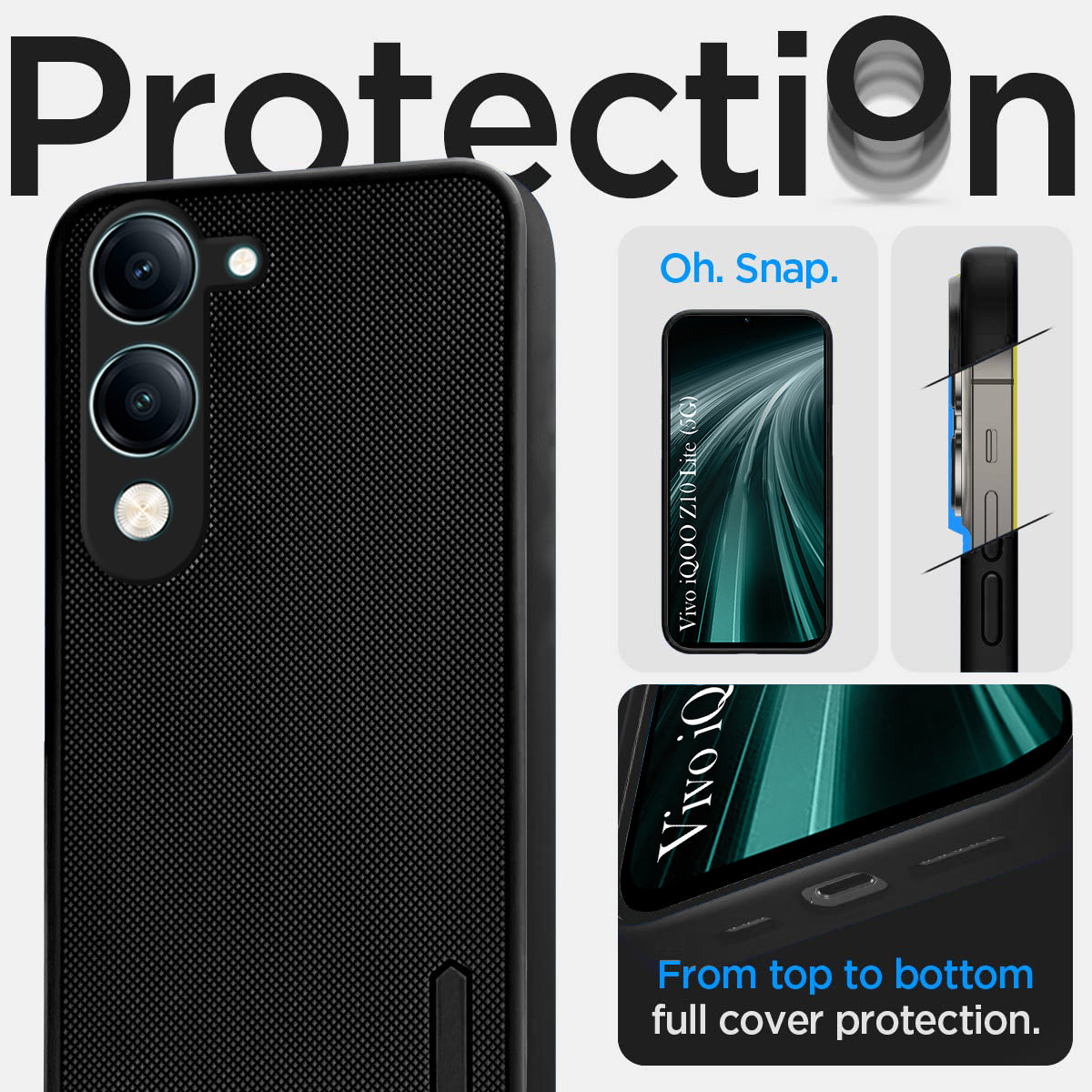 For Vivo iQOO Z10 Lite Back Cover Case (Textured Grip Design | Micro-Fiber Cloth Inside | Slim and Light Weight | Soft Touch and Feel | Black)