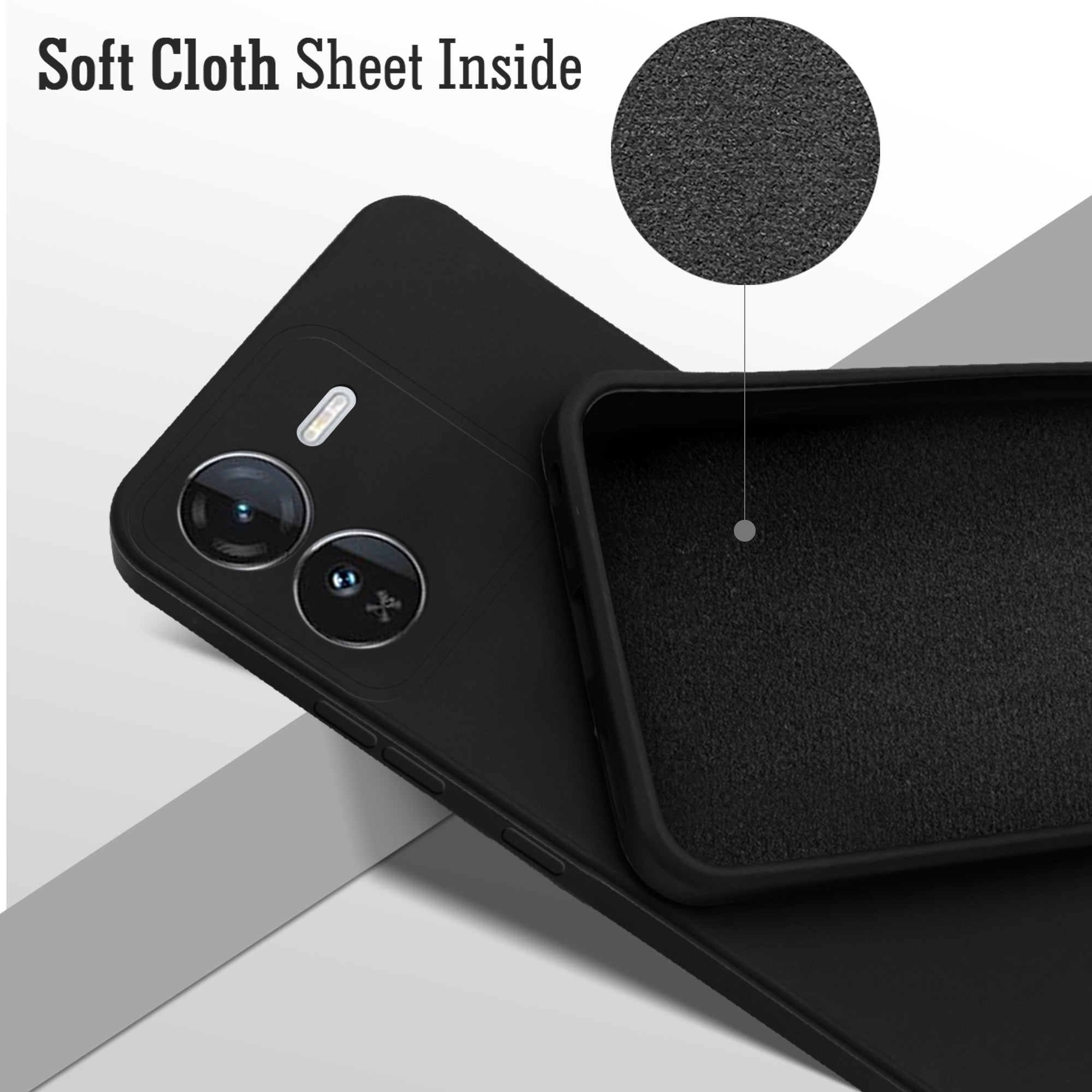 For Vivo IQOO Z9 5G Back Cover Case ( Matte Finish Silicone with Inside Fiber cloth)