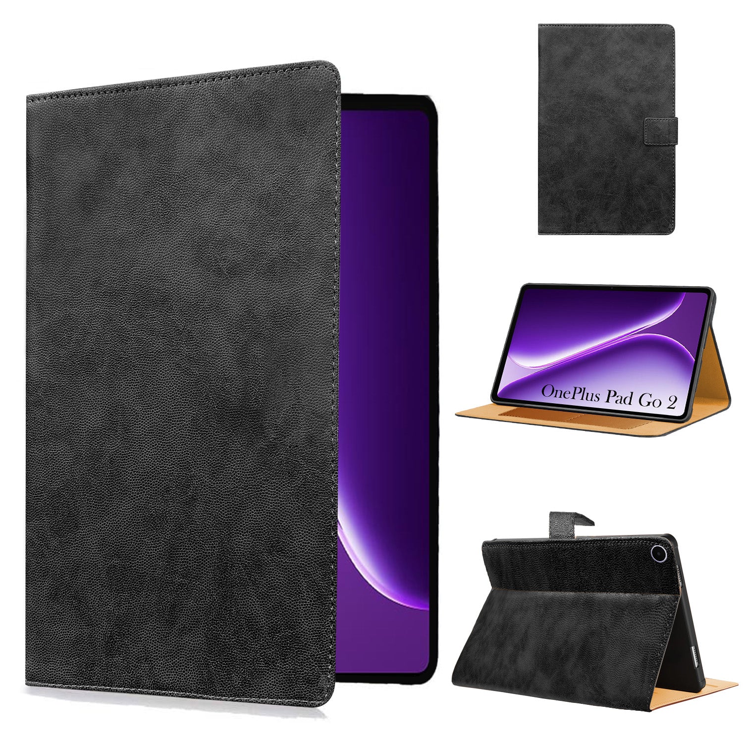 For OnePlus Pad Go 2 12.1 Inch OPD2504/2505 Flip Cover Folio Cover (PU Leather | Multi-Angle Smart Stand | Card Storage Slots | Silicone Back Pouch)