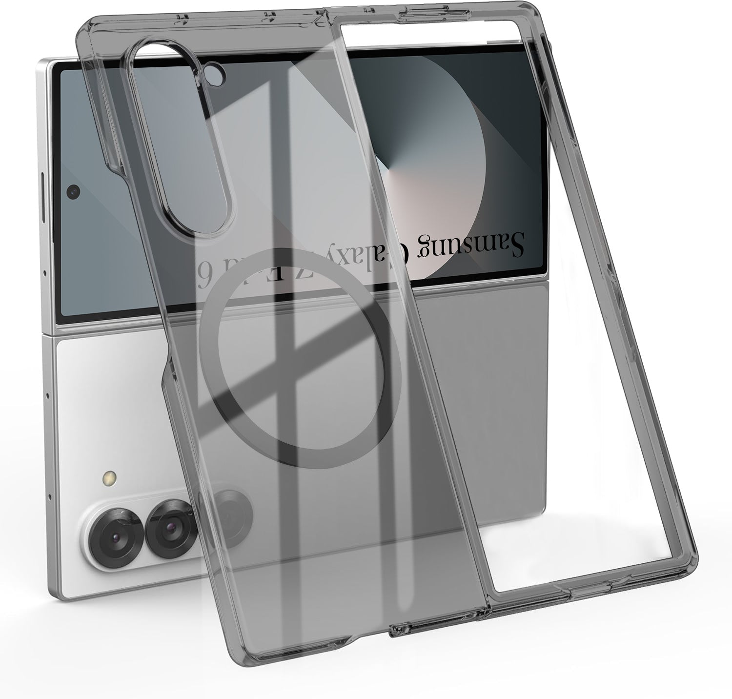 For Samsung Galaxy Z Fold 6 Back Cover Case Lifetime Anti-Yellow Clear(Magnetic Charging Support | Sleek Hard Crystal | Shockproof and Camera Protection)