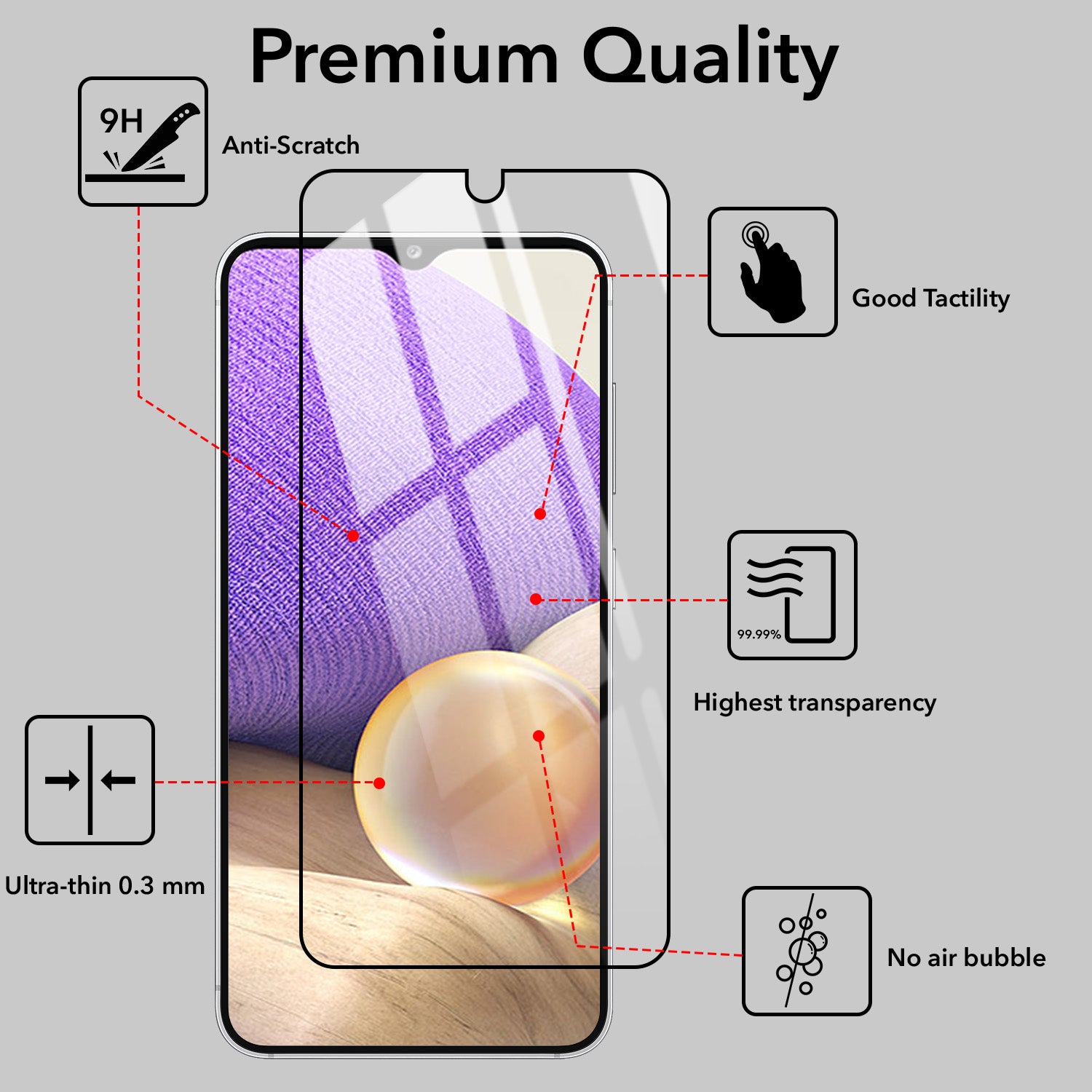 (Pack of 2) Tempered Glass For Samsung Galaxy A32 5G Military-Grade Gorilla Screen Protector With Installation Kit | Shatterproof, Full Coverage, HD Clear, Scratch Resistant