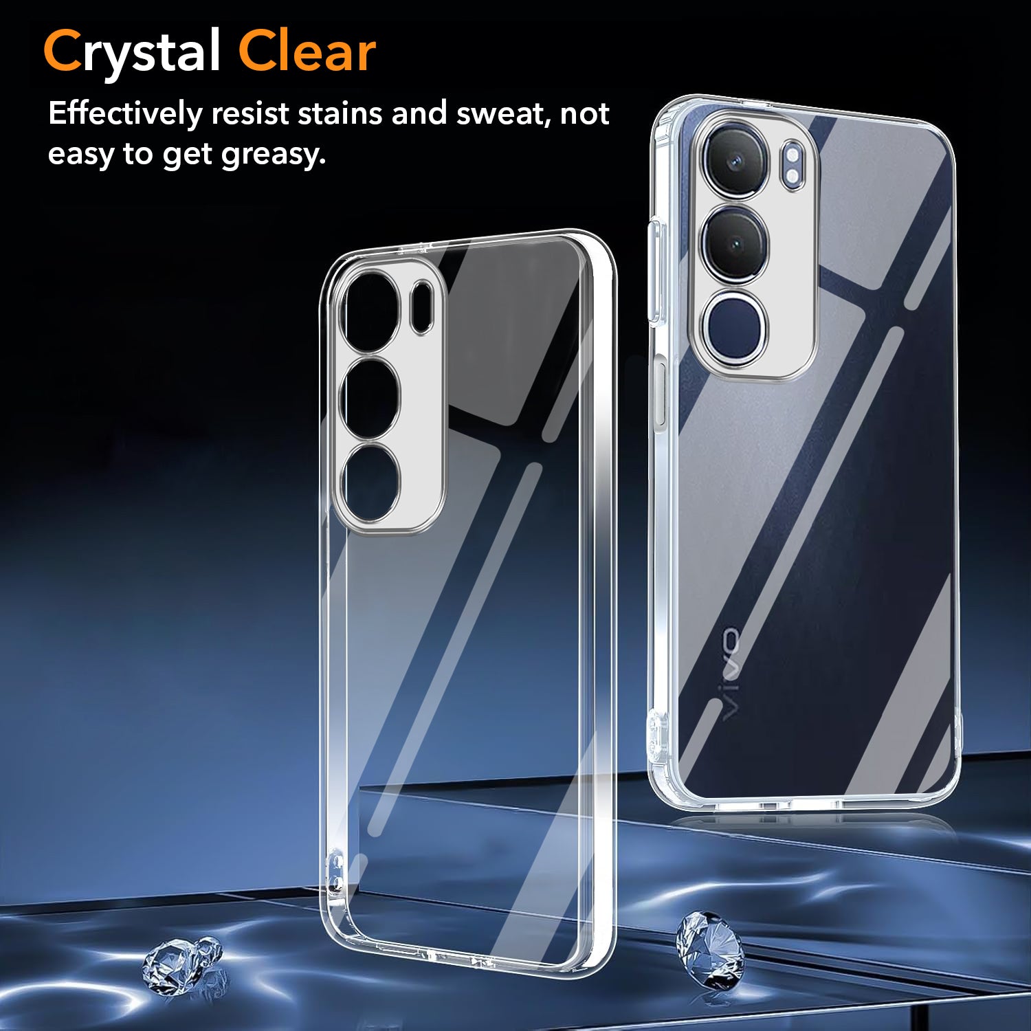 For Vivo Y29 Back Cover Case (Hybrid Crystal panel with Side Soft PU | Camera Protection | HD Clear Shockproof)