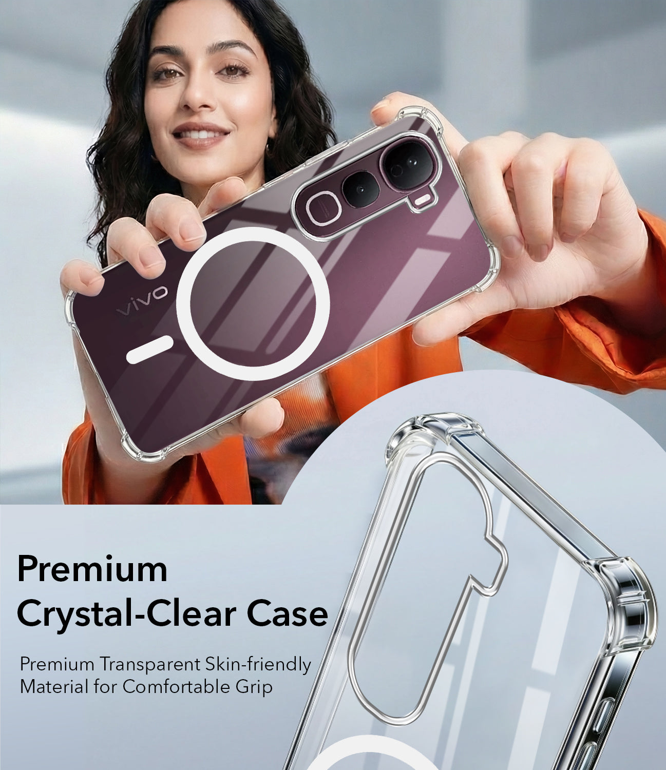 For Vivo Y400 Pro Back Cover Shockproof Crystal-Clear (Magsafe Wireless Support | Drop & Camera Protection | Hard Polycarbonate)