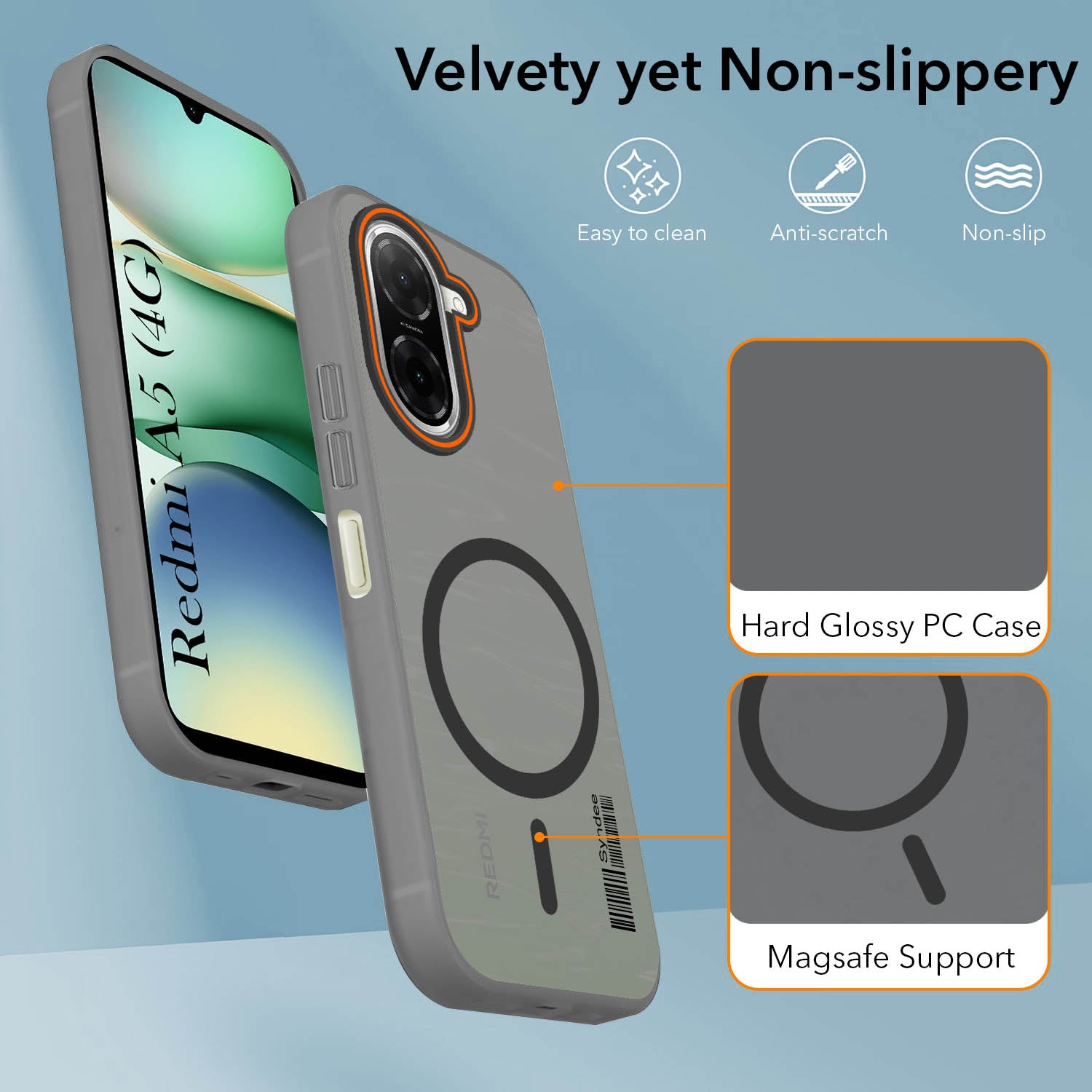 For Redmi A5 4G Back Cover Case (Soft Touch | Camera Bump Protection | MagSafe Compatible | Matte Finish)