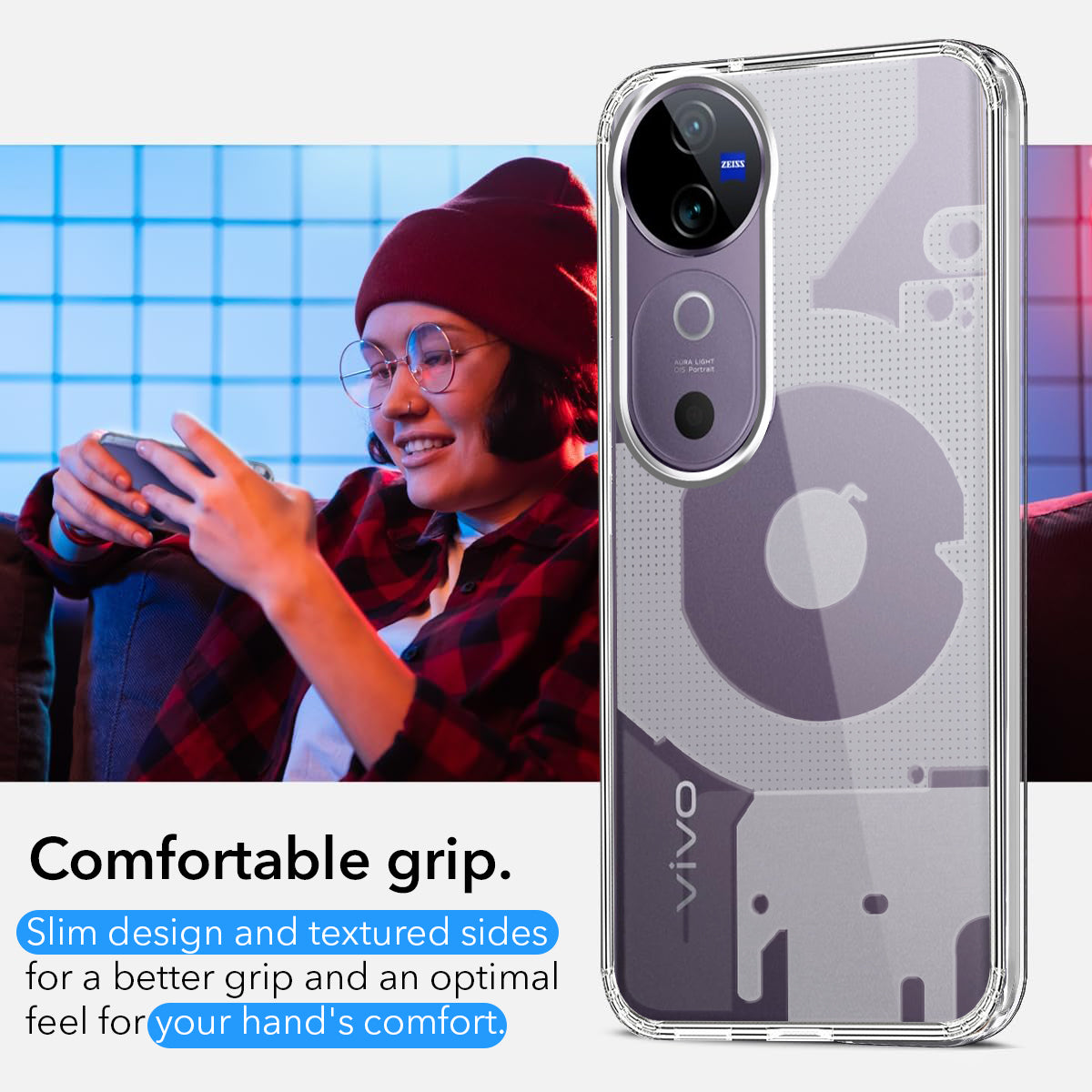 For Vivo V40 | Vivo V40 Pro 5G Back Cover (Silicone Matte Shockproof Case with Camera Protection | Soft and Flexible | Transparent)