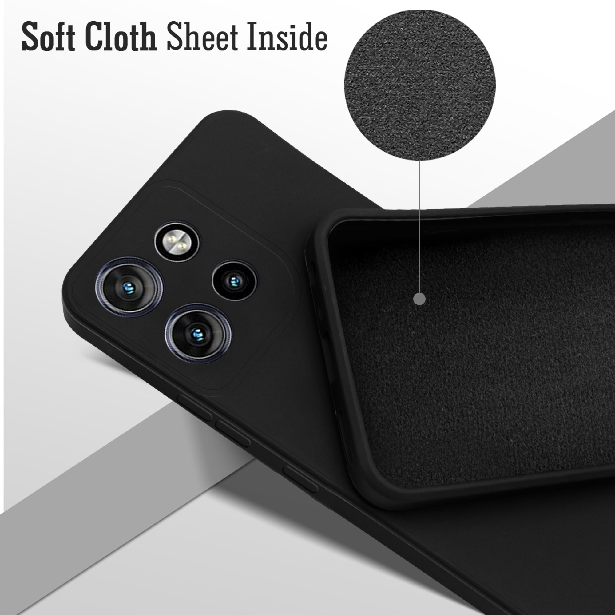 For Motorola Moto Edge 50 Neo Back Cover Case ( Matte Finish Silicone with Inside Fiber cloth)