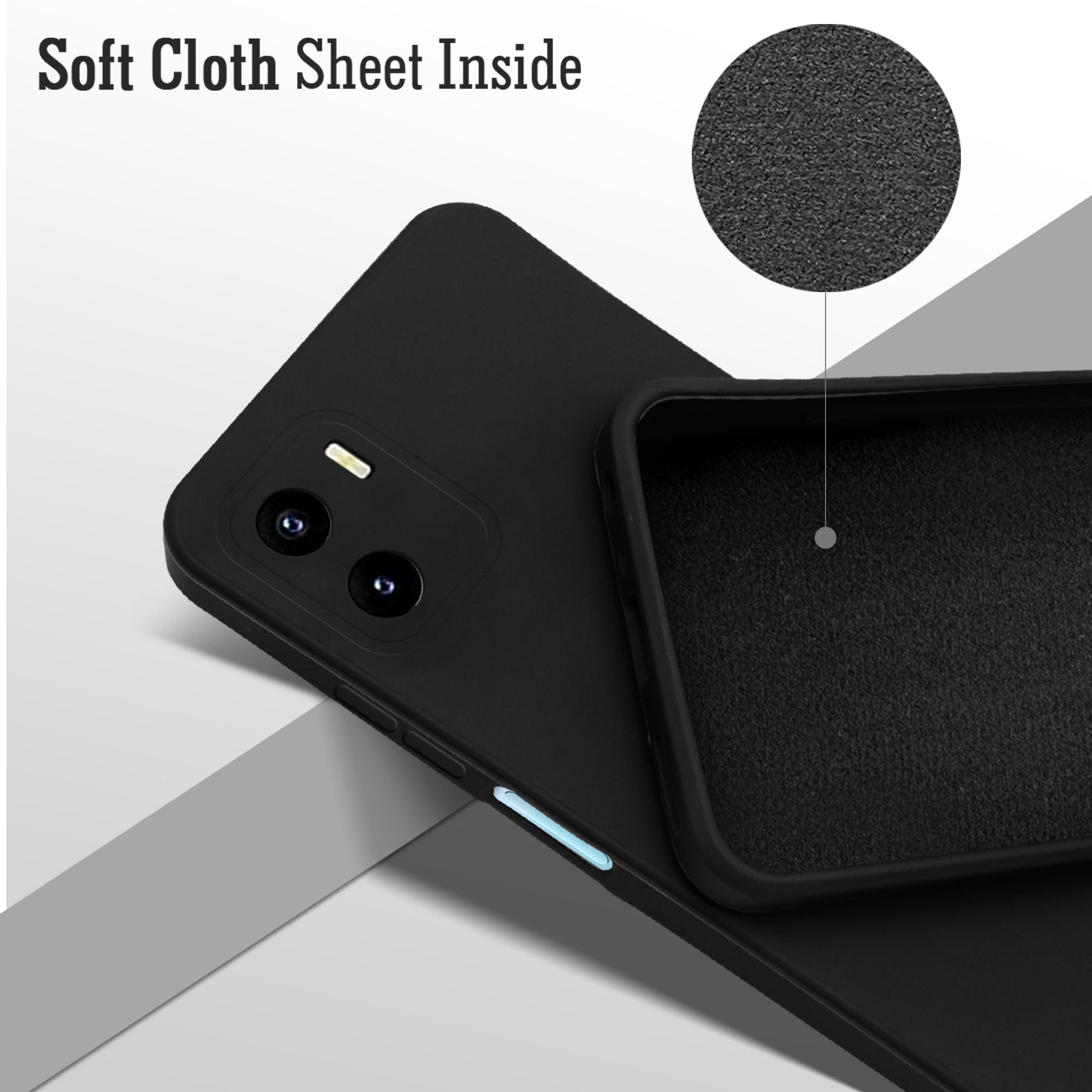 For Vivo Y15s (2021) | Y15A 2021 Back Cover Case ( Matte Finish Silicone with Inside Fiber cloth)