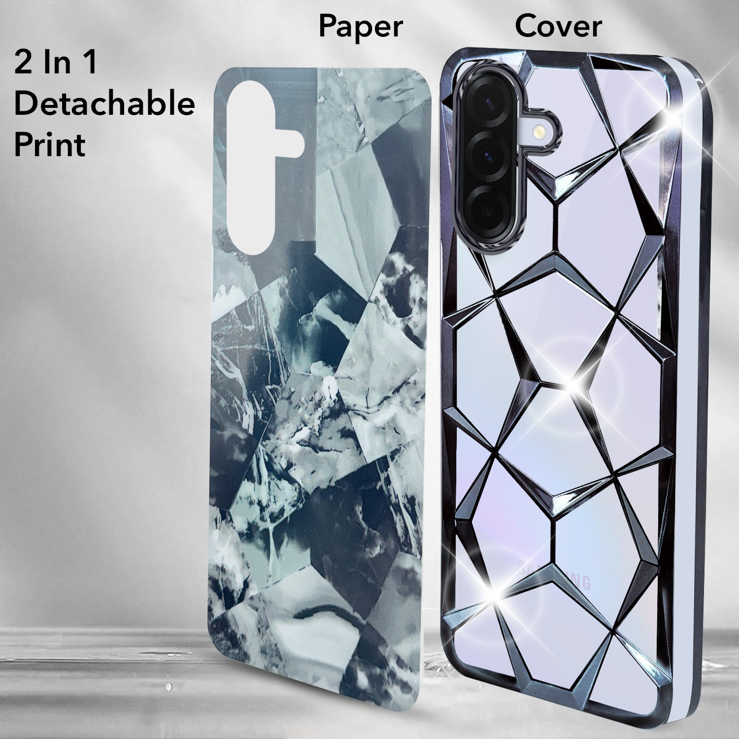 For Samsung Galaxy A36 5G Back Cover Case ( Dual Design Glitter Sparkle and Detachable Diamond Print Case | Soft and Flexible)