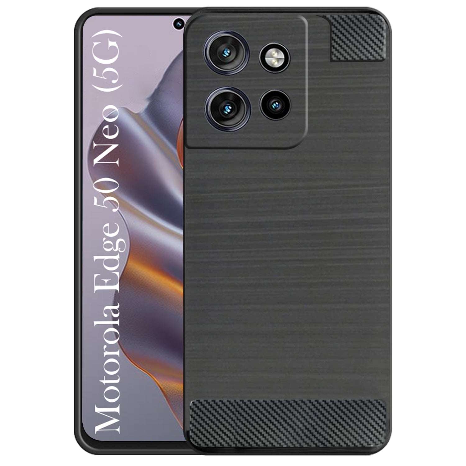 For Motorola Edge 50 Neo Back Cover Case ( Hybrid Armor Case | Carbon Fiber Shockproof | Soft and Flexible)