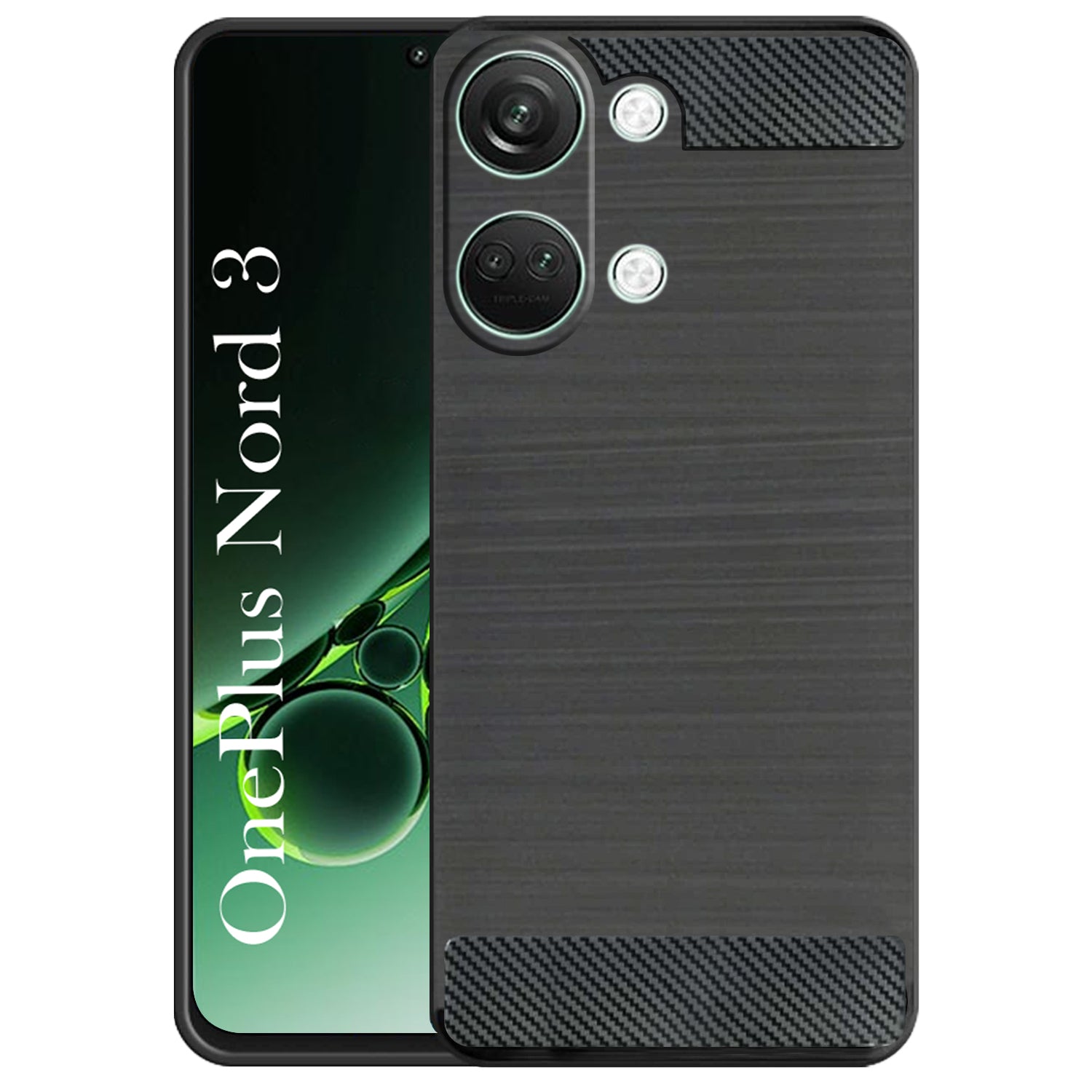 For Oneplus Nord 3 5G Back Cover Case ( Hybrid Armor Case | Carbon Fiber Shockproof | Soft and Flexible | Black )