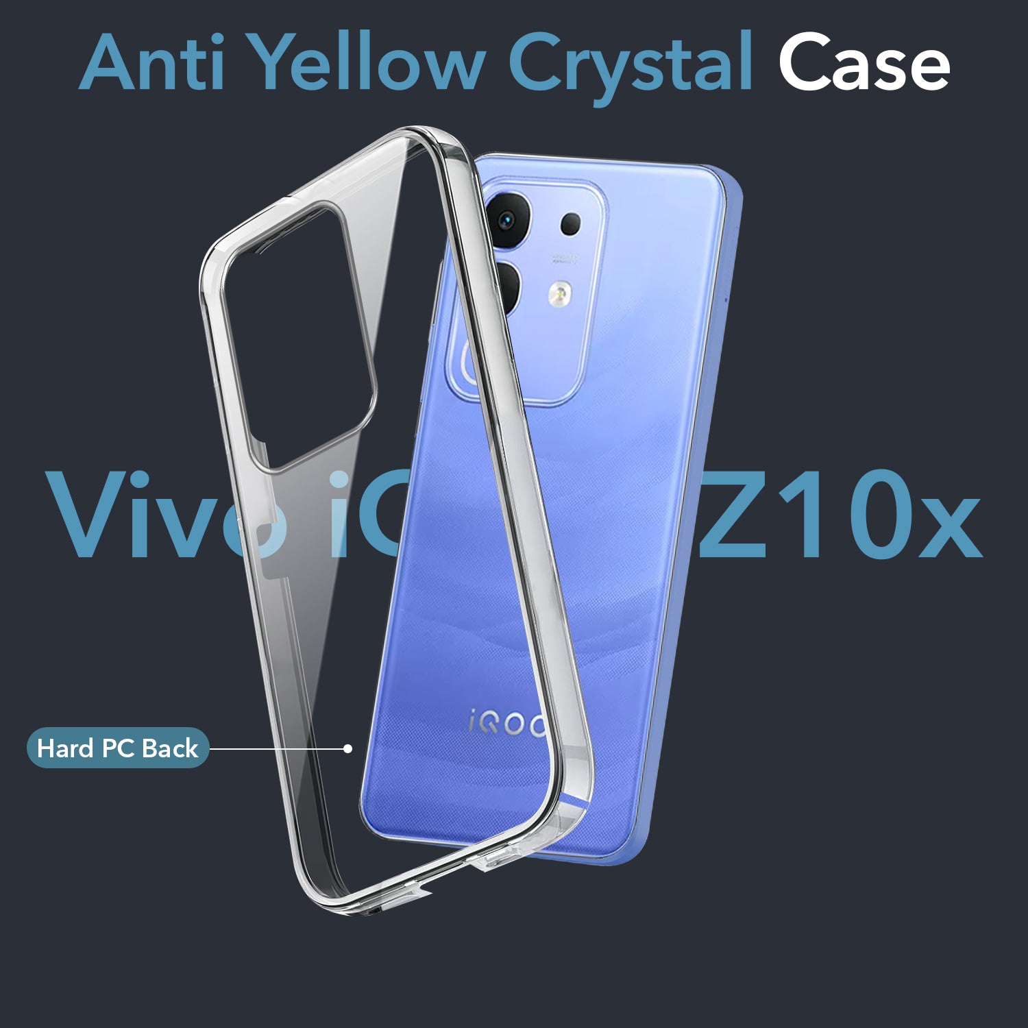 For Vivo iQOO Z10x Back Cover Case (Hard Anti Yellow Clear Case | Sleek Hard Crystal Clear | Drop & Camera Protection | Shockproof Polycarbonate)