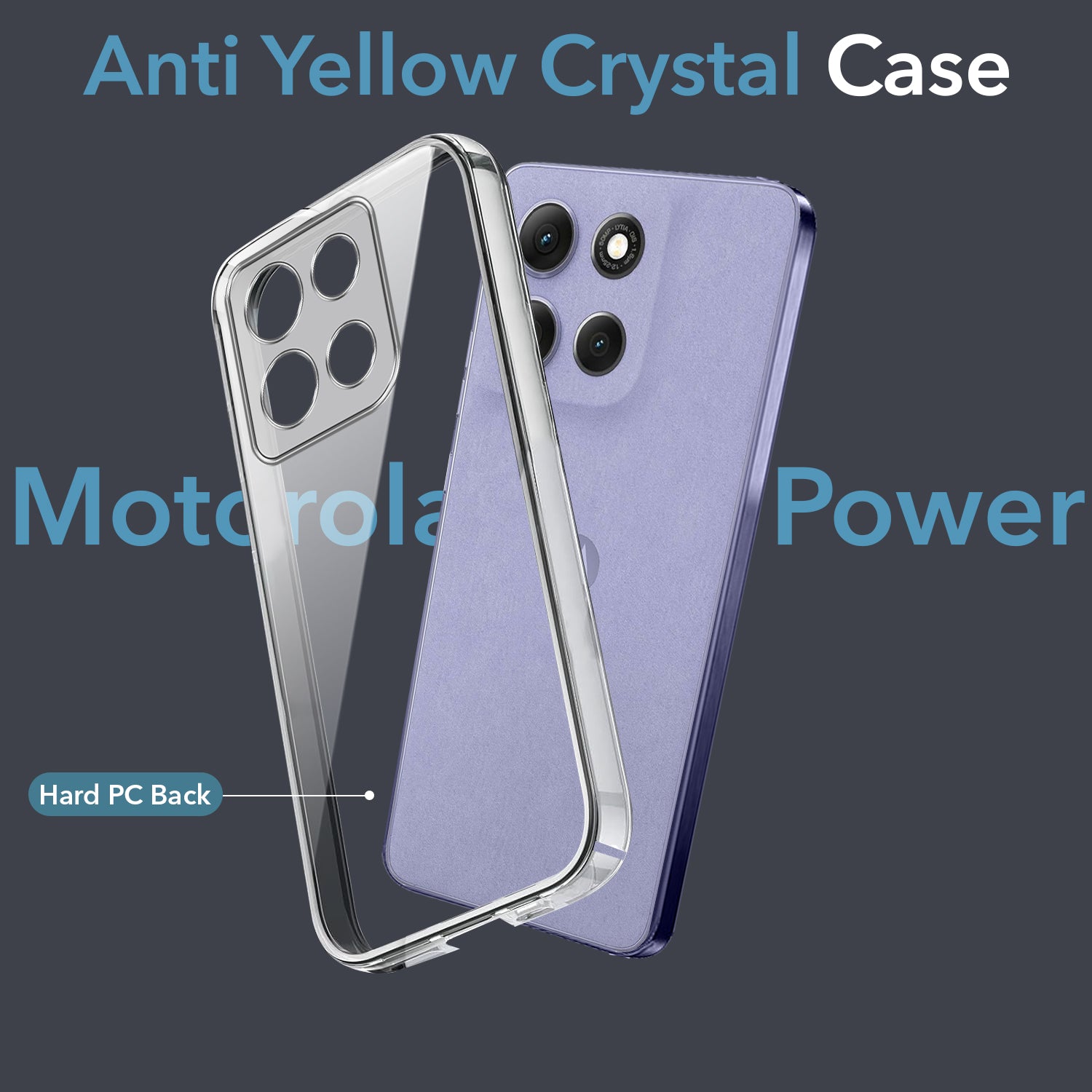 For Motorola Moto G86 Power Back Cover Case Lifetime Anti-Yellow Clear (Sleek Hard Crystal | Shockproof and Camera Protection)