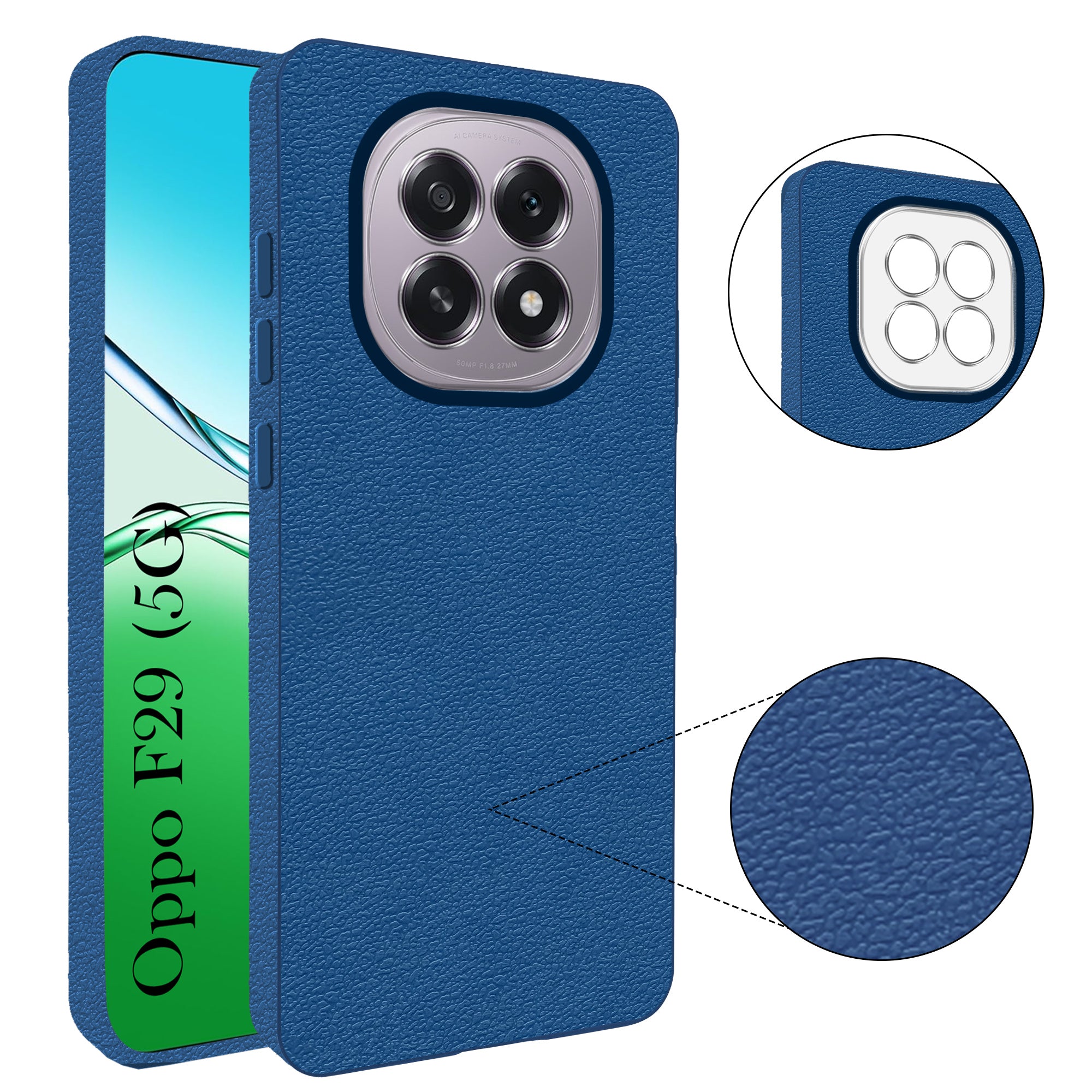 For Oppo F29 Back Cover Case (Glass Like Camera Protection | Leather Feel | Minimalist Professional Grip)