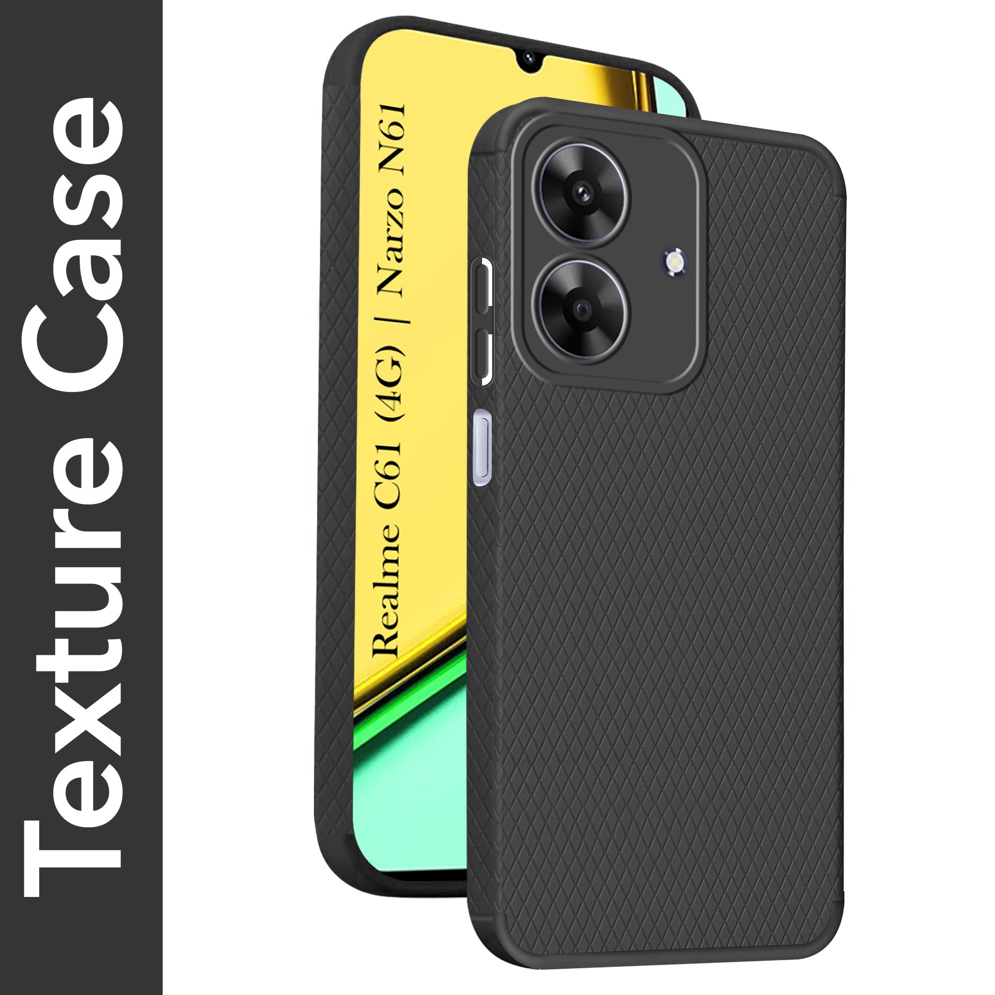 For Realme C61 | Realme Narzo N61 Back Cover Case (Liquid Silicone | Side Grip | Camera Protection)