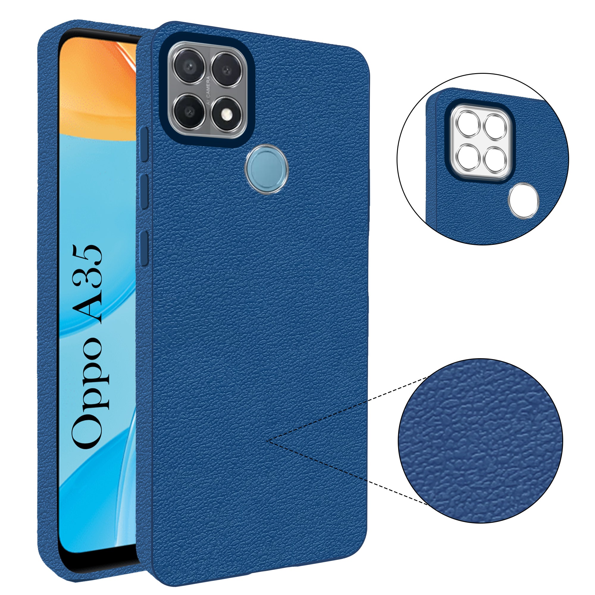 For Oppo A35 Back Cover Case (Glass Like Camera Protection | Leather Feel | Minimalist Professional Grip)