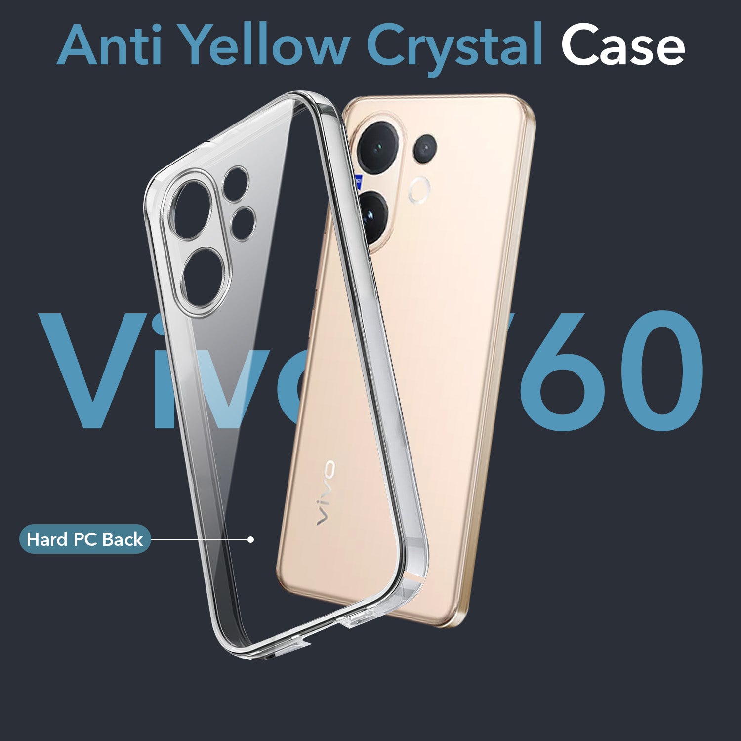 For Vivo V60 | Vivo T4 Pro Back Cover Case (Sleek Hard Crystal | Shockproof and Camera Protection)