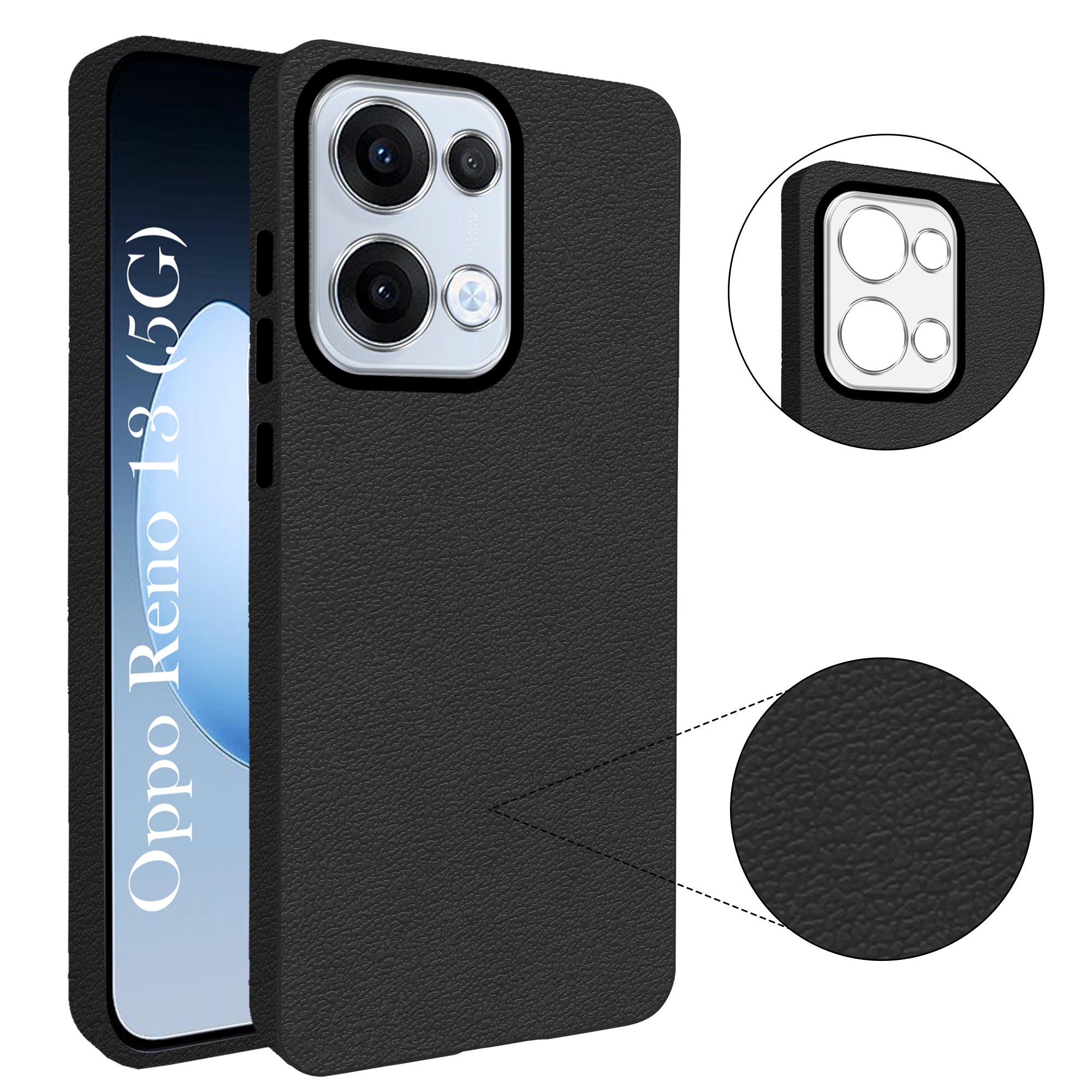For Oppo Reno13 5G | Oppo Reno 13 5G Back Cover Case (Glass Like Camera Protection | Leather Feel | Minimalist Professional Grip)