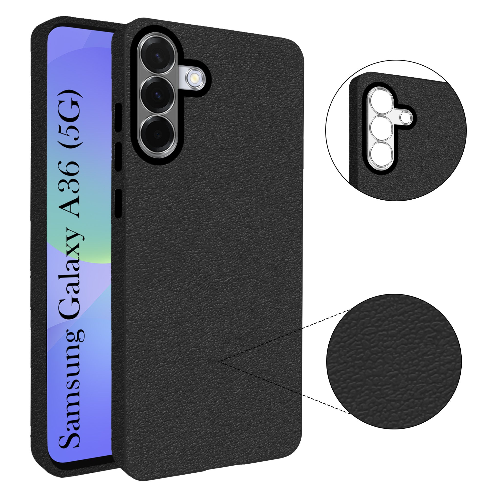 For Samsung Galaxy A36 5G Back Cover Case (Glass Like Camera Protection | Leather Feel | Minimalist Professional Grip)