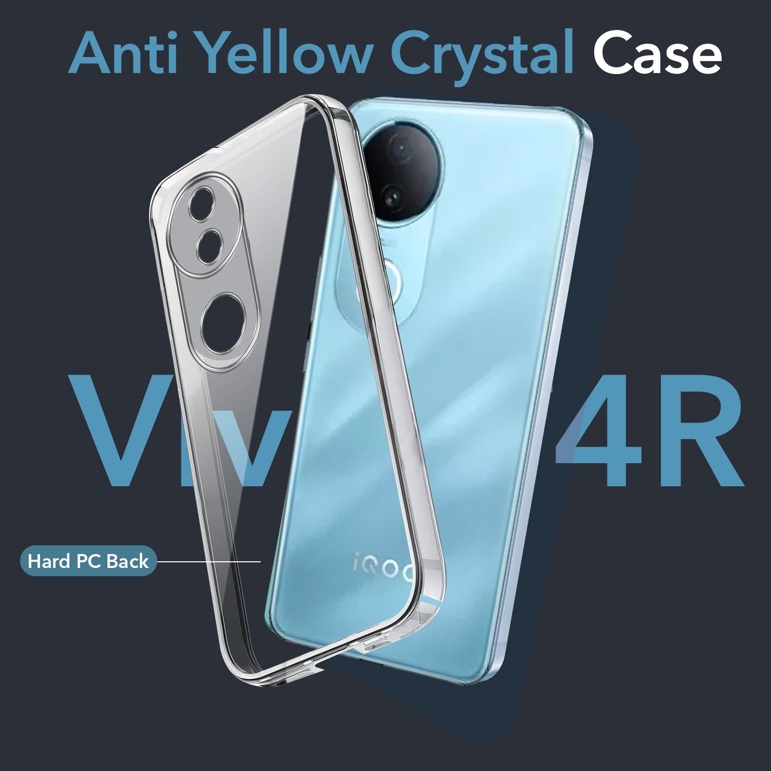 For Vivo T4R Back Cover Case Lifetime Anti-Yellow Clear (Sleek Hard Crystal | Shockproof and Camera Protection)
