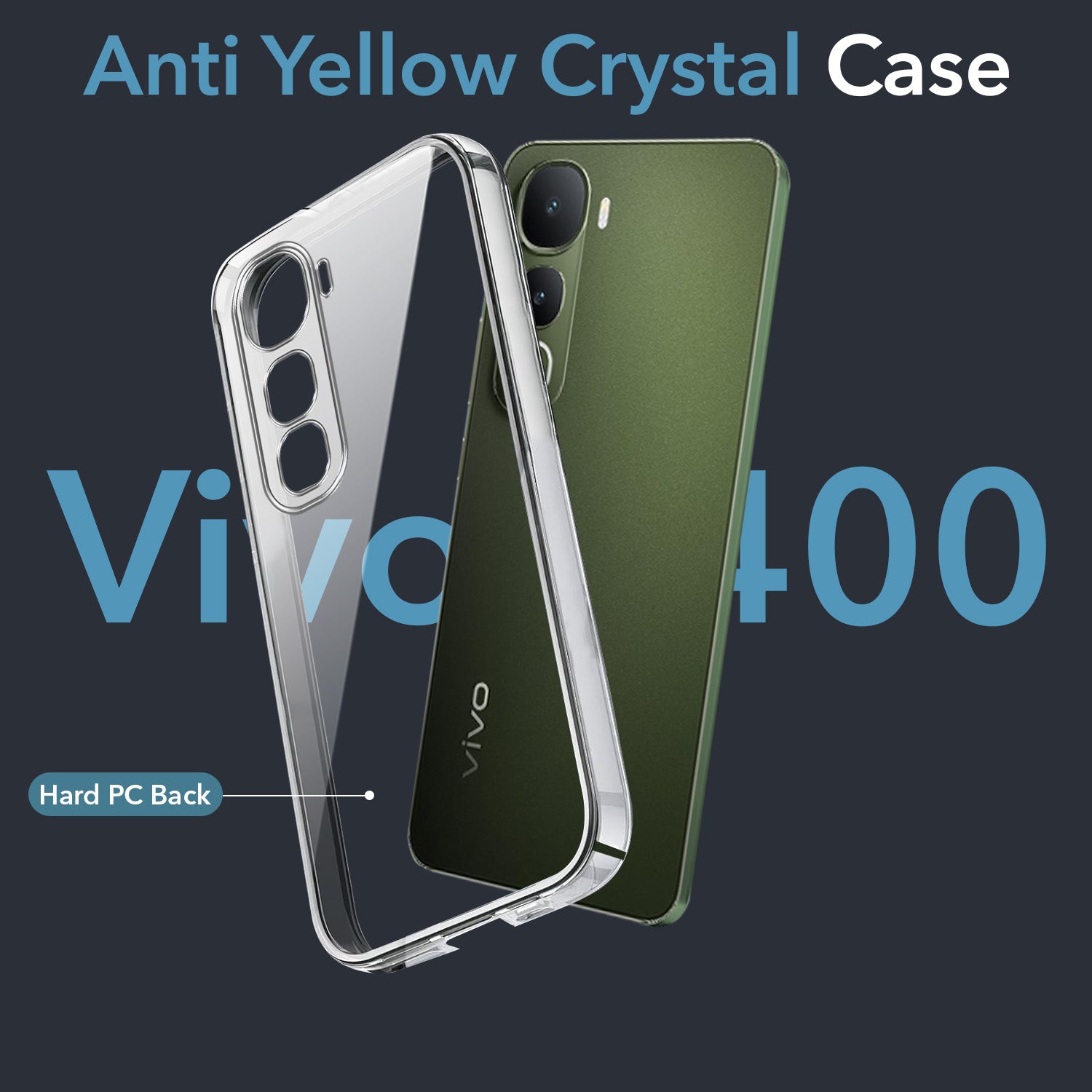 For Vivo Y400 Lifetime Anti-Yellow Clear Back Cover Case (Sleek Hard Crystal | Shockproof and Camera Protection)