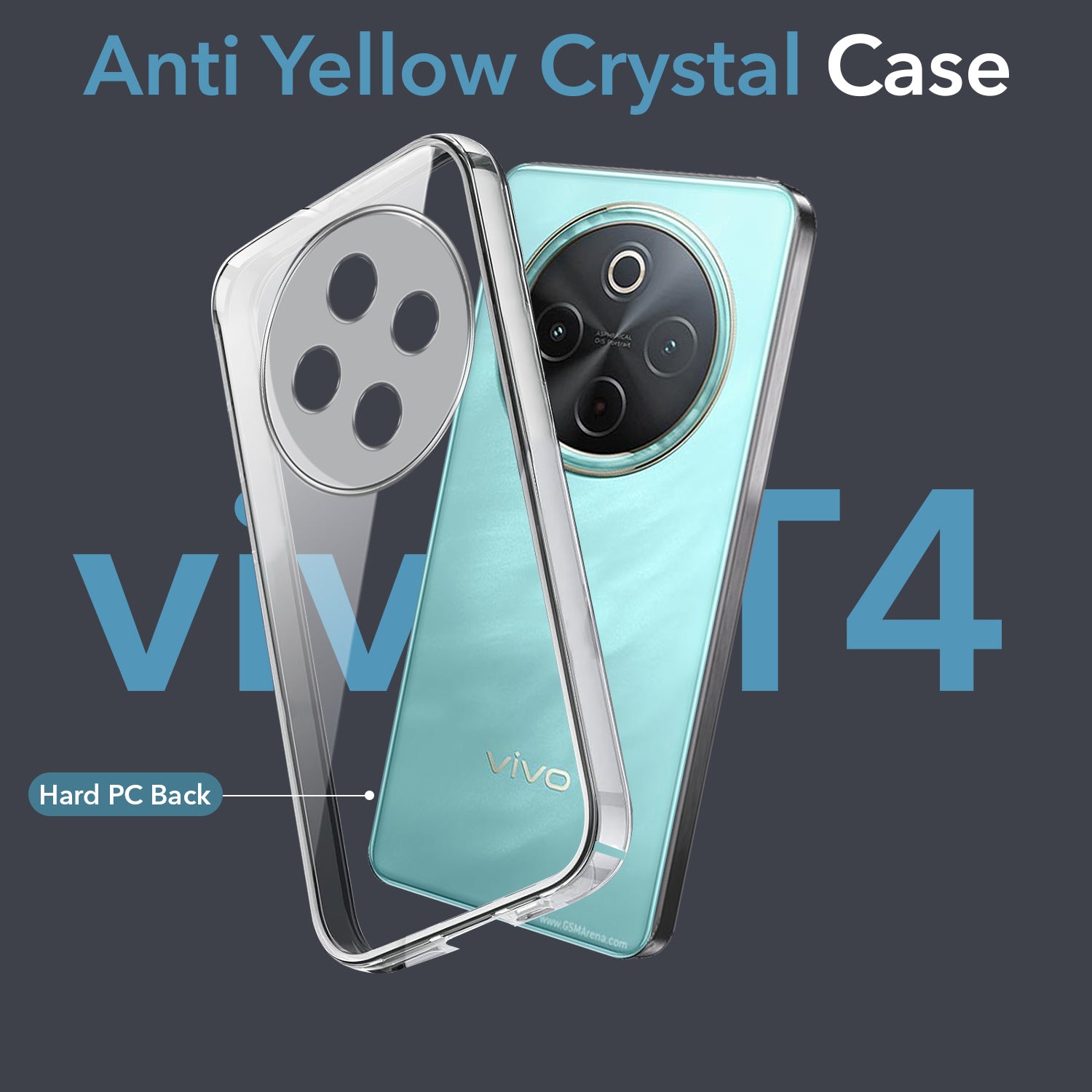 For Vivo T4 Back Cover Case Lifetime Anti-Yellow Clear (Sleek Hard Crystal | Shockproof and Camera Protection)