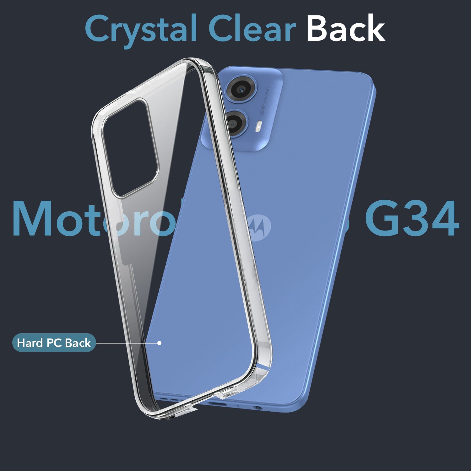 For Motorola Moto G34 5G Back Cover Case (Hard Anti Yellow Clear Case | Drop & Camera Protection | Shockproof Polycarbonate)