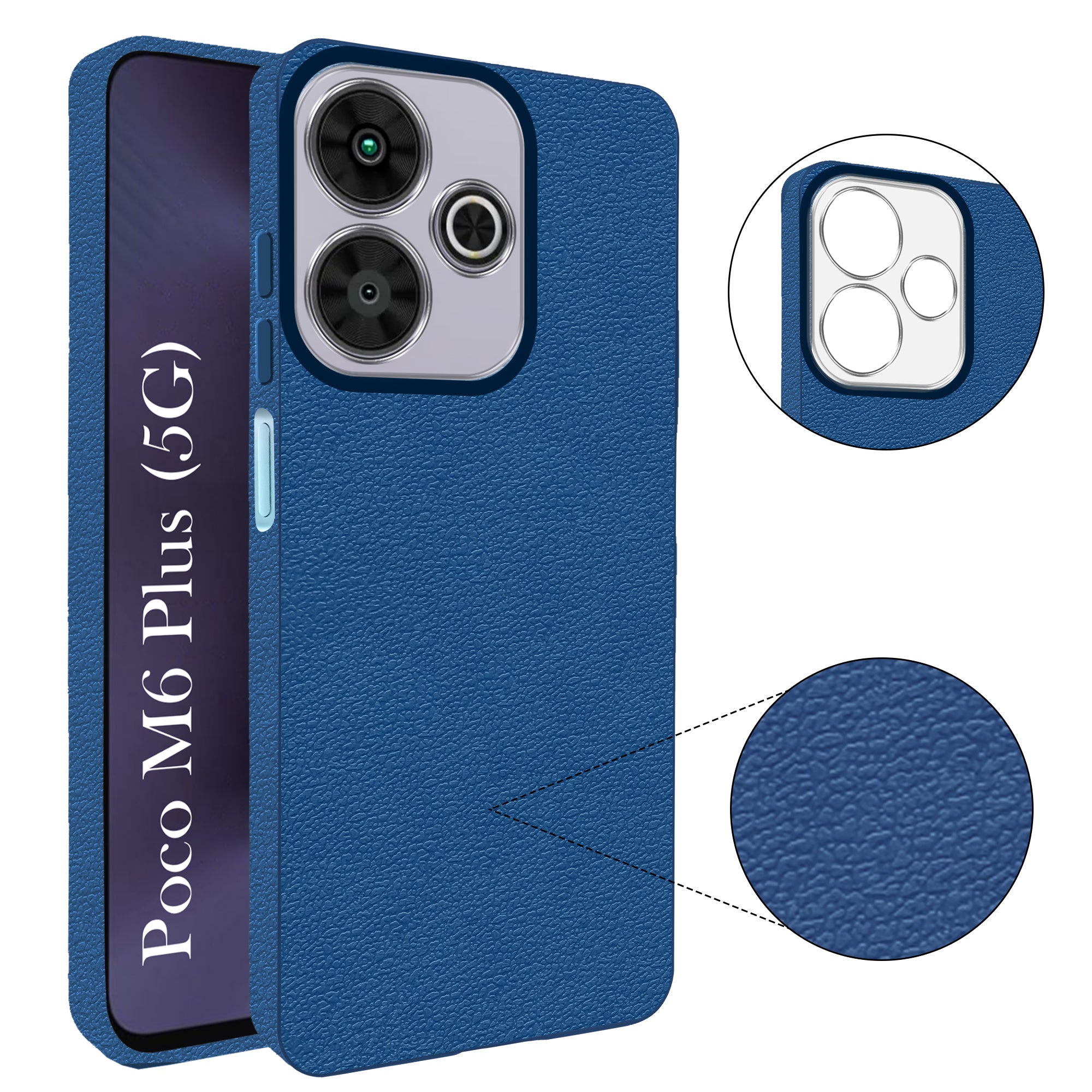 For Poco M6 Plus 5G Back Cover Case (Glass Like Camera Protection | Leather Feel | Minimalist Professional Grip)