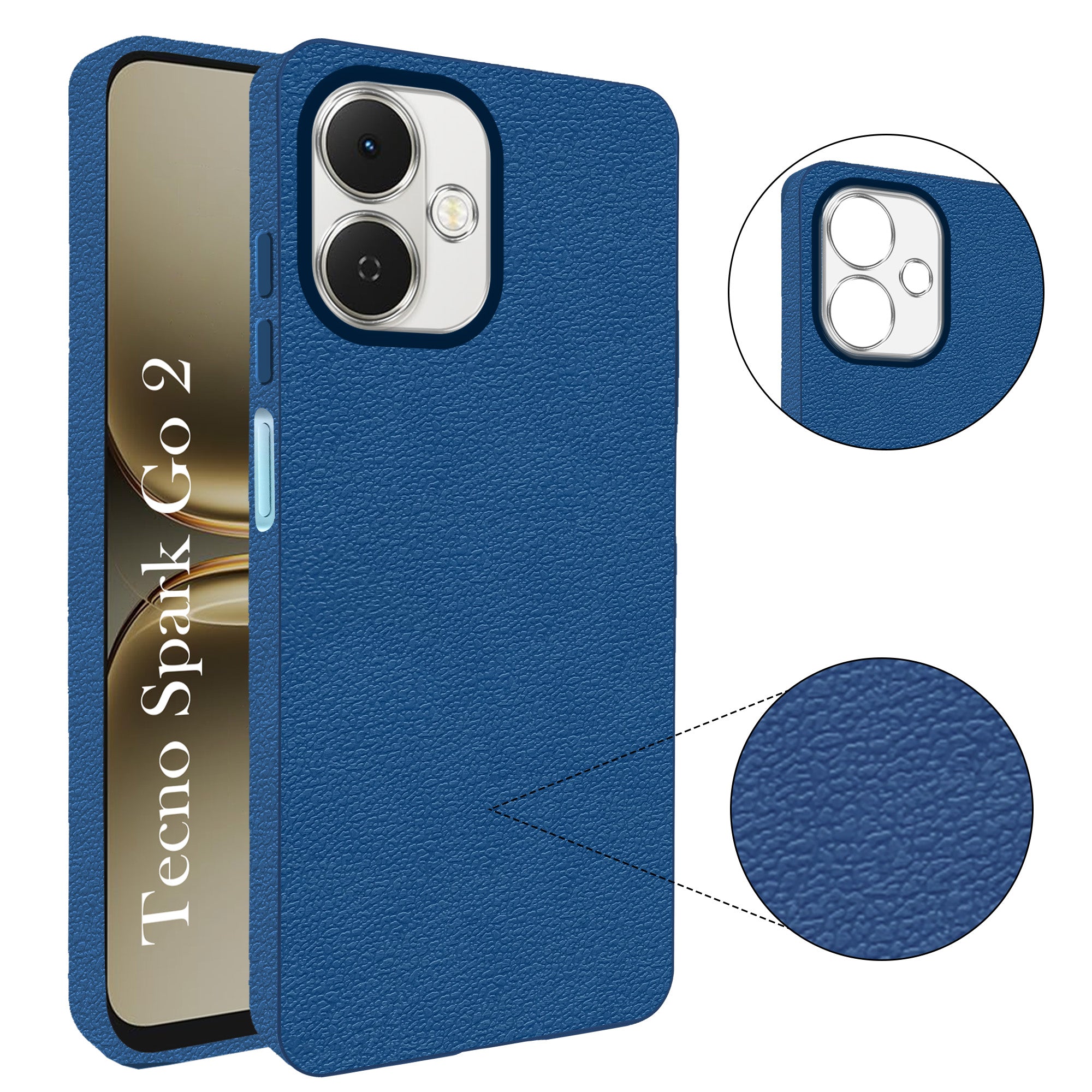 For Tecno Spark Go 2 Back Cover Case (Glass Like Camera Protection | Leather Feel | Minimalist Professional Grip)