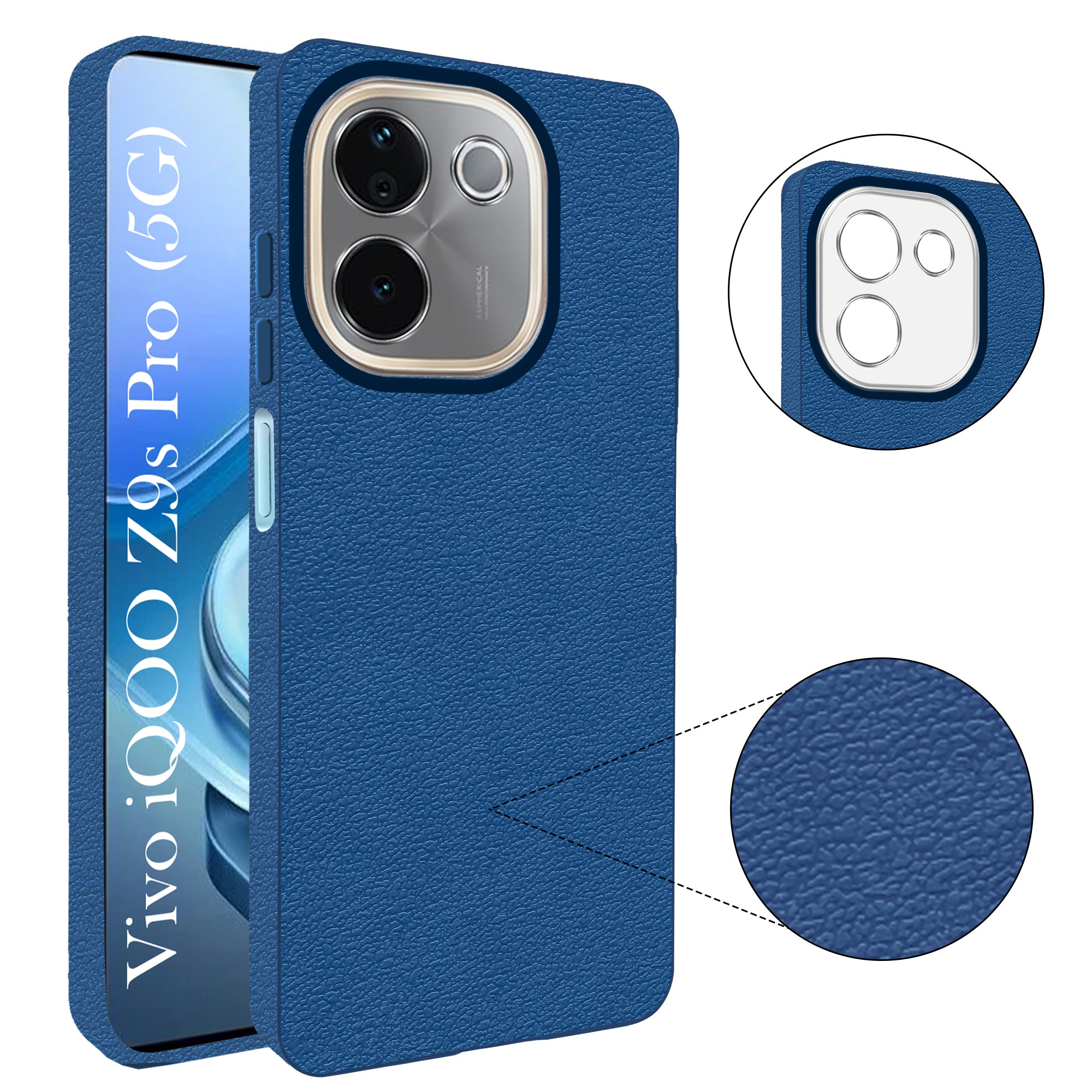 For Vivo iQOO Z9s Pro Back Cover Case (Glass Like Camera Protection | Leather Feel | Minimalist Professional Grip)