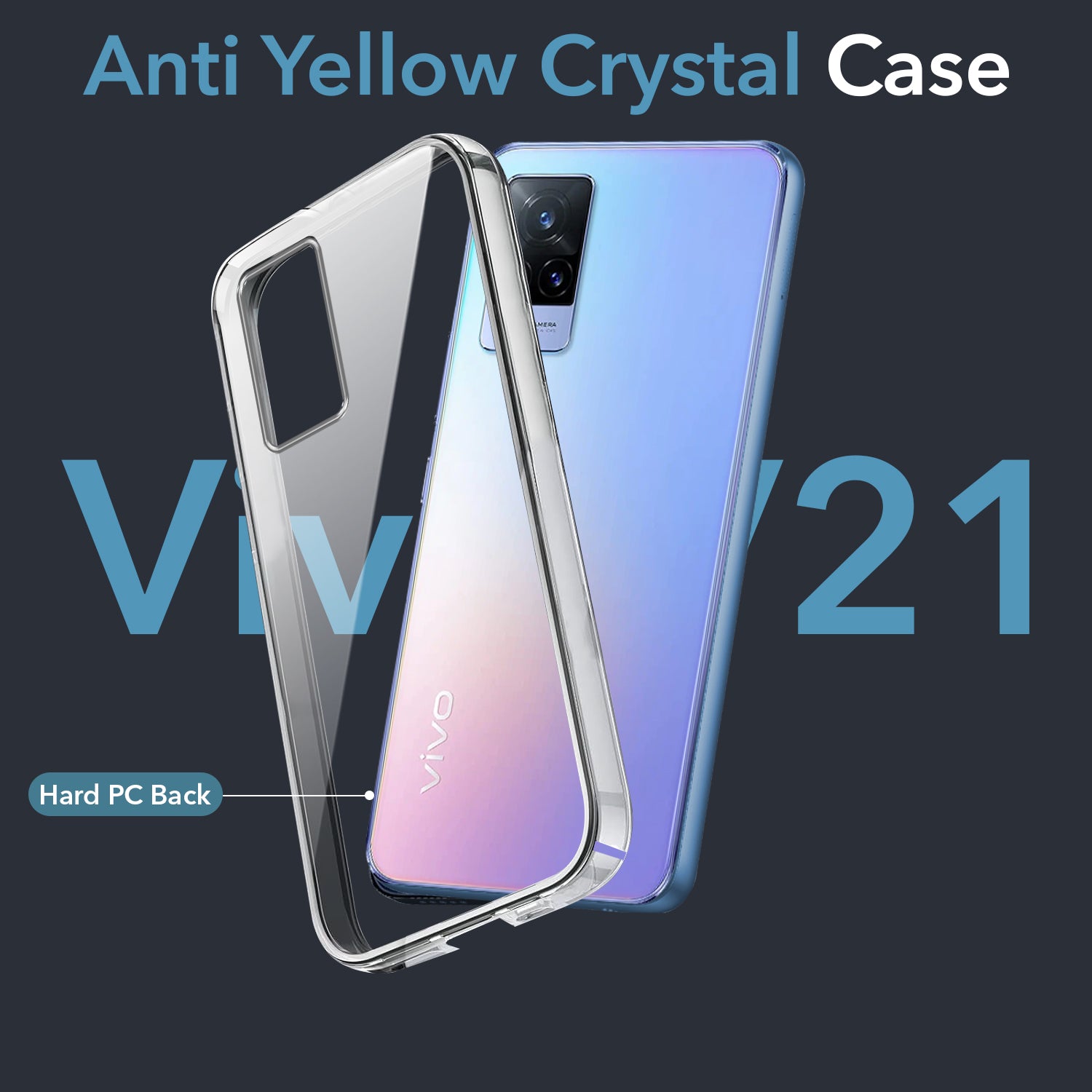 For Vivo V21 | Vivo V21 5G Back Cover Case (Hard Anti Yellow Clear Case | Sleek Hard Crystal Clear | Drop & Camera Protection | Shockproof Polycarbonate)