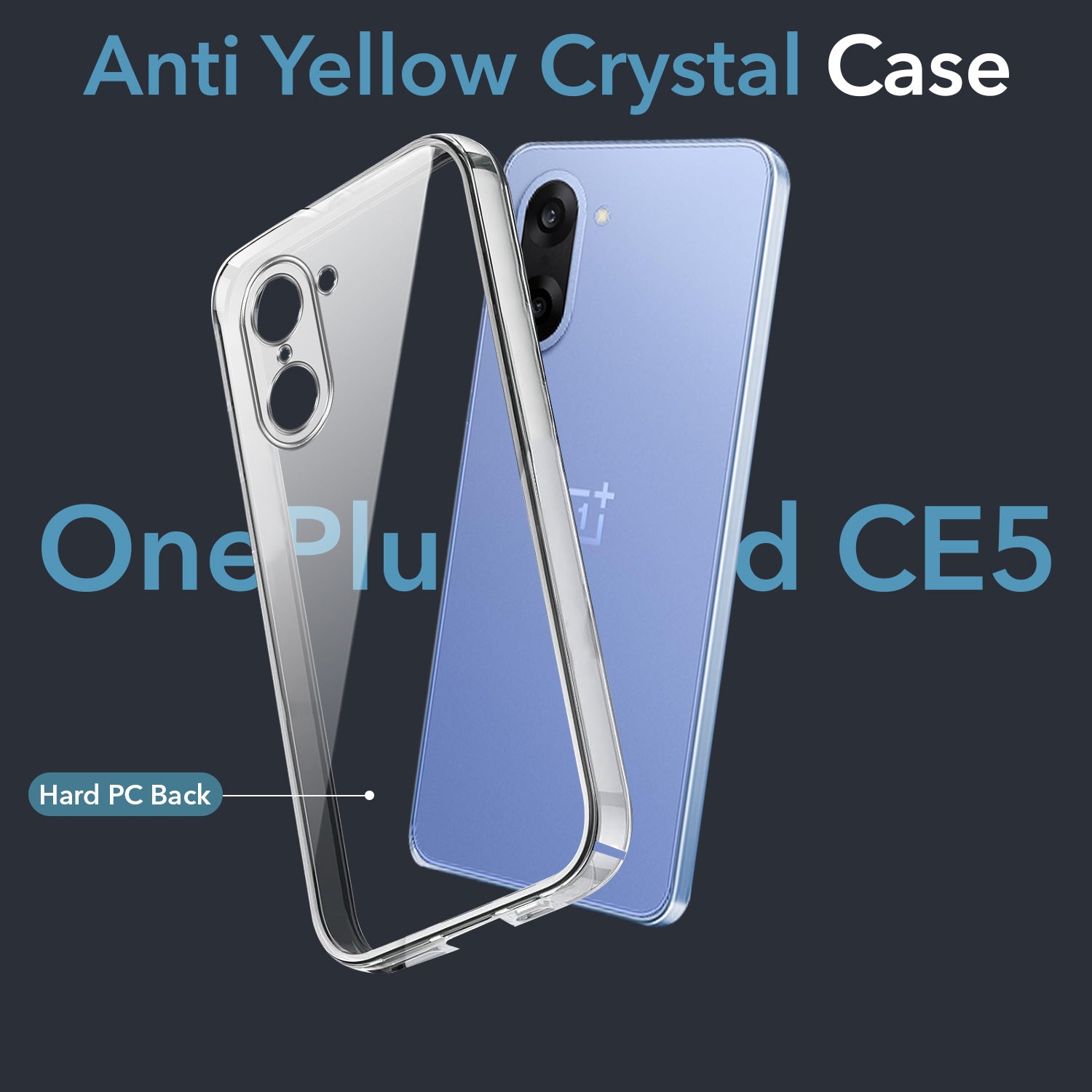 For Oneplus Nord CE 5 Back Cover Case Lifetime Anti-Yellow Clear (Sleek Hard Crystal | Shockproof and Camera Protection