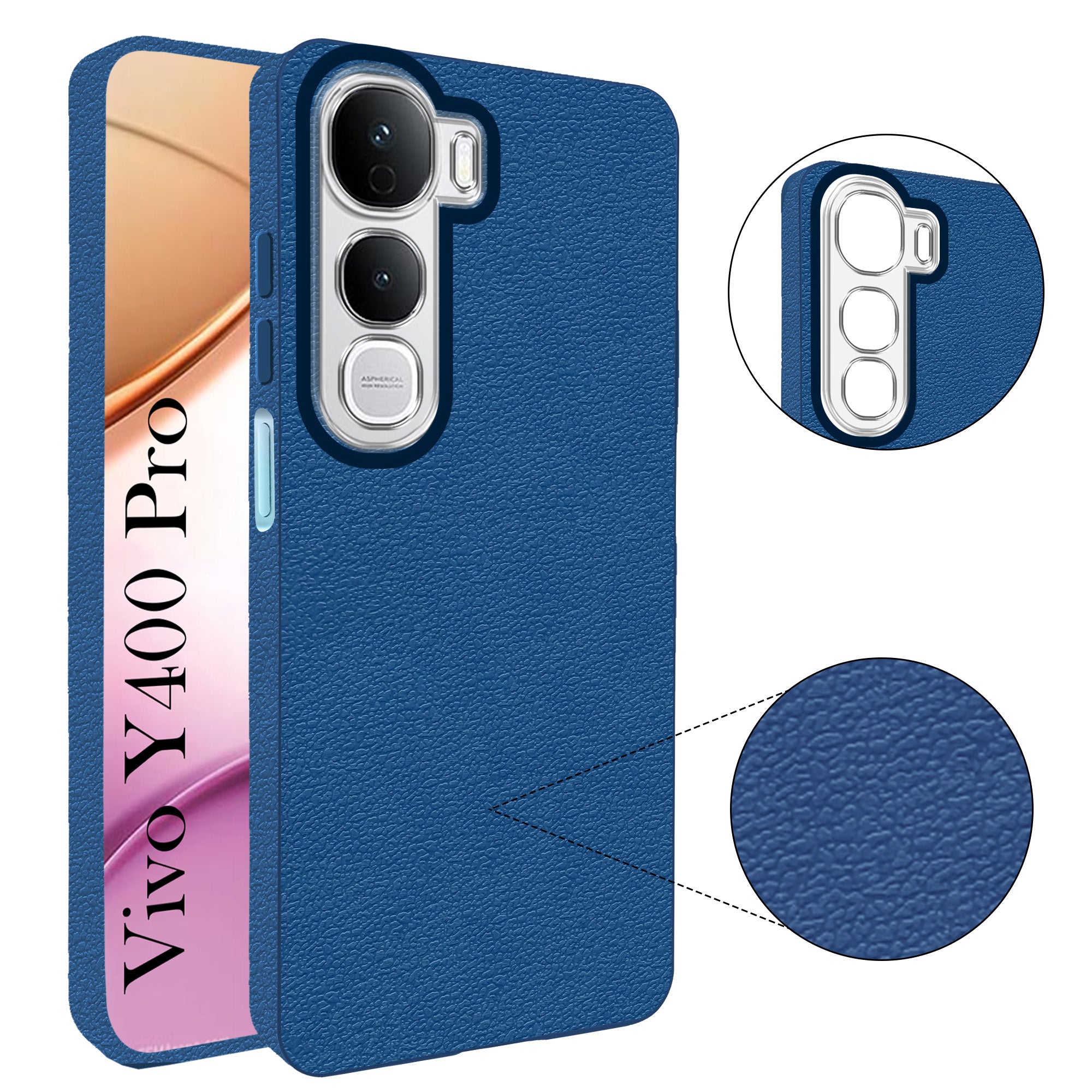 For Vivo Y400 Pro Back Cover Case (Glass Like Camera Protection | Leather Feel | Minimalist Professional Grip)