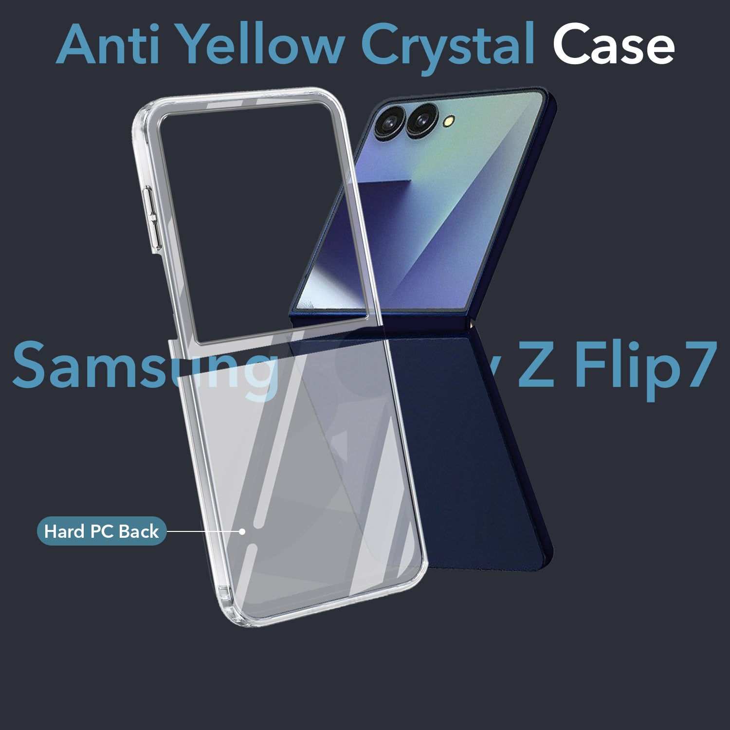 For Samsung Galaxy Z Flip 7 Back Cover Case Lifetime Anti-Yellow Clear(Sleek Hard Crystal | Shockproof and Camera Protection)