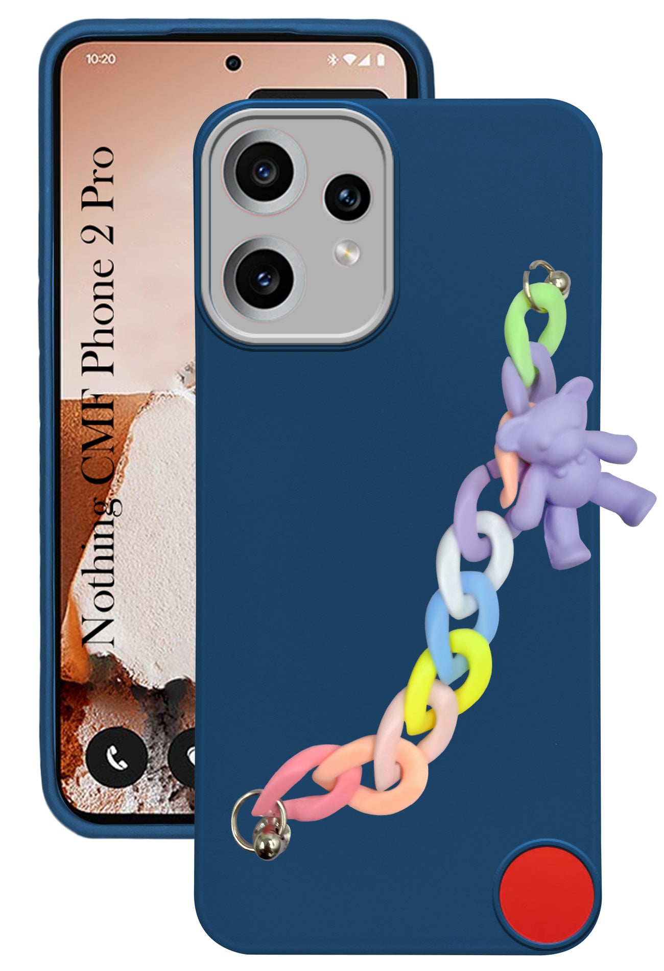 For Nothing CMF Phone 2 Pro Back Cover Case ( Wrist Hanging Chain | Teddy Bracelet Charms | Dual Color Matte Finish | Full Camera Protection | Sleek and