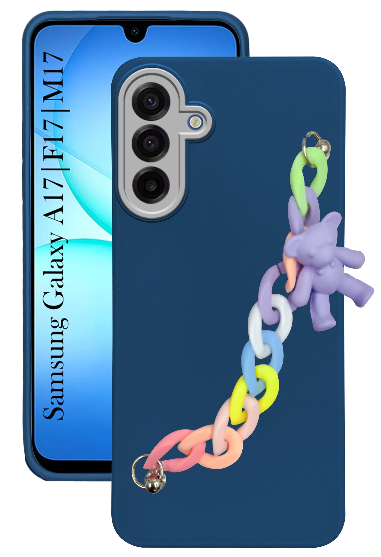 For Samsung Galaxy A17 5G | Samsung Galaxy F17 | Samsung Galaxy M17 Back Cover Case ( Wrist Hanging Chain | Teddy Bracelet Charms | Dual Color Matte Finish | Full Camera Protection | Sleek and Professional)