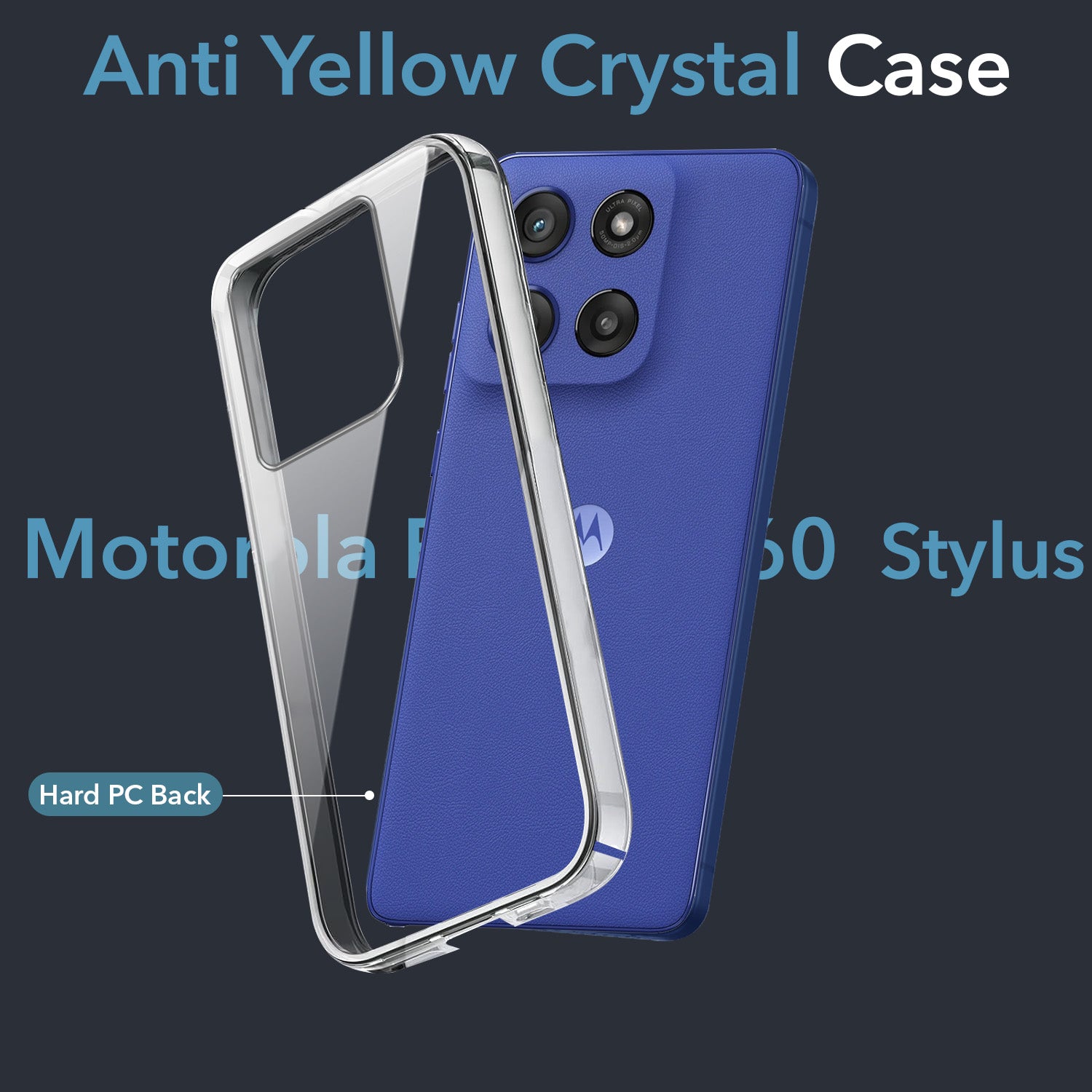 For Motorola Moto Edge 60 Stylus Back Cover Case(Hard Anti Yellow Clear Case | Sleek Hard Crystal Clear | Drop & Camera Protection | Shockproof Polycarbonate)