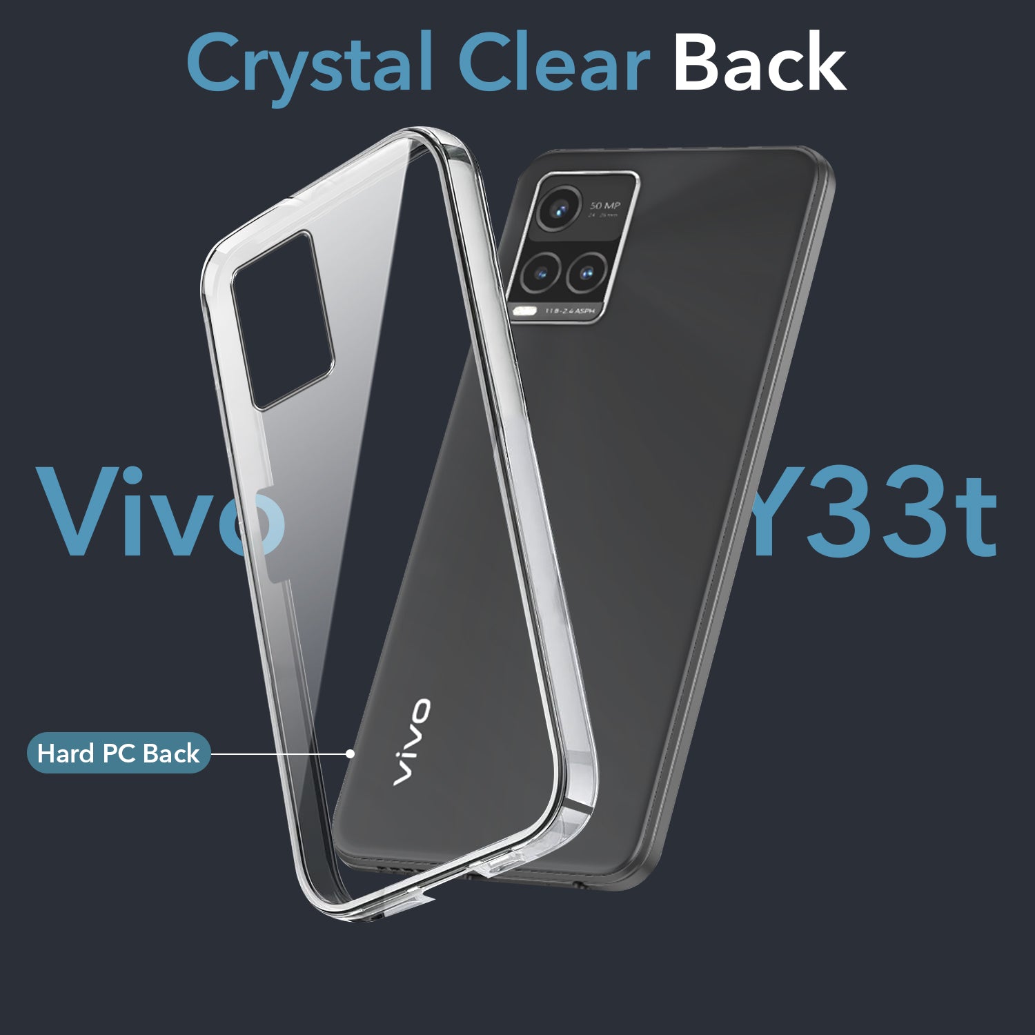 For Vivo Y33T | Vivo Y21T | Vivo Y21s Back Cover Case (Hard Anti Yellow Clear Case | Drop & Camera Protection | Shockproof Polycarbonate)