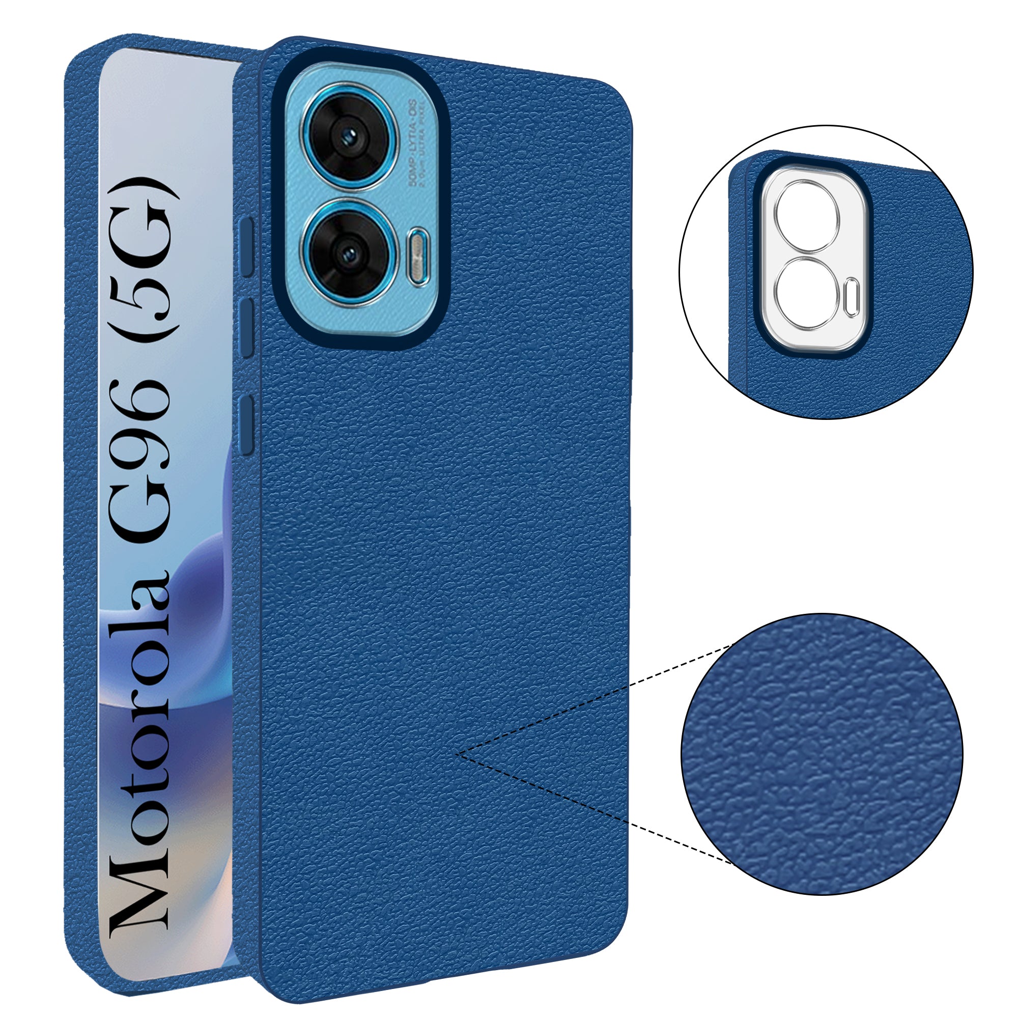 For Motorola Moto G96 Back Cover Case (Glass Like Camera Protection | Leather Feel | Minimalist Professional Grip)