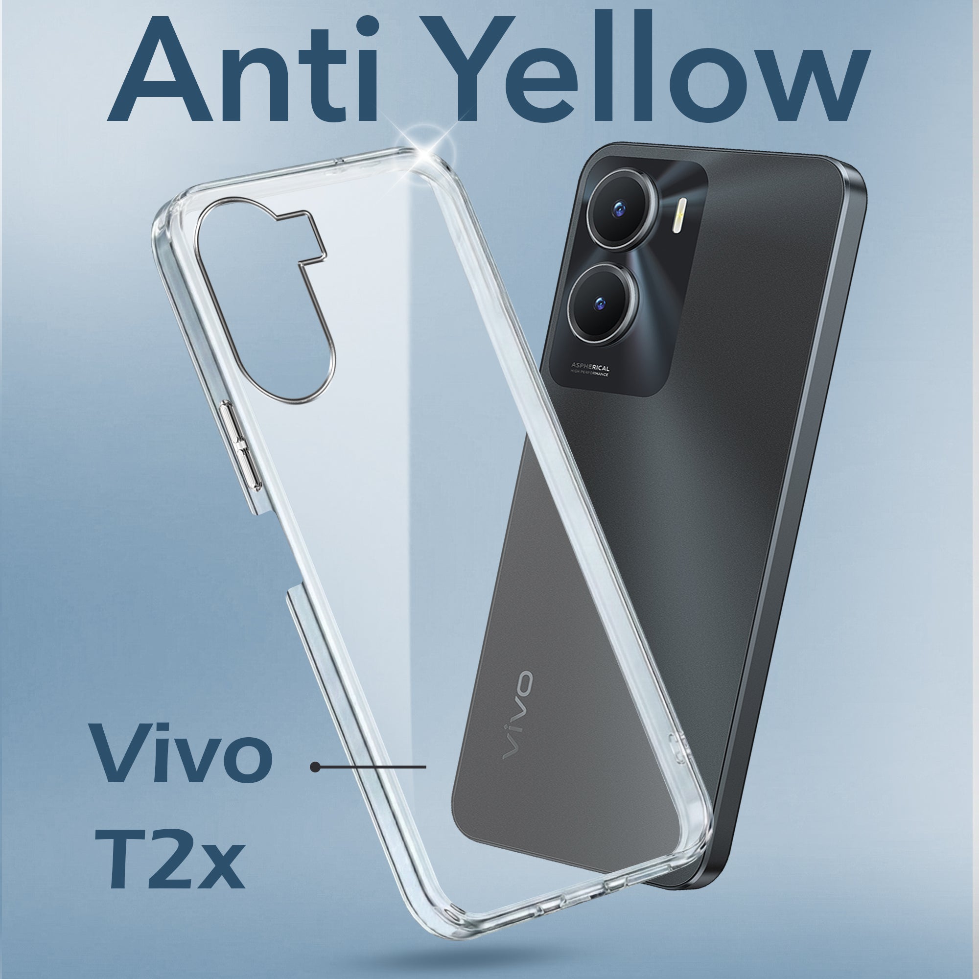 For Vivo T2x Back Cover Case (Hard Anti Yellow Clear Case | Drop