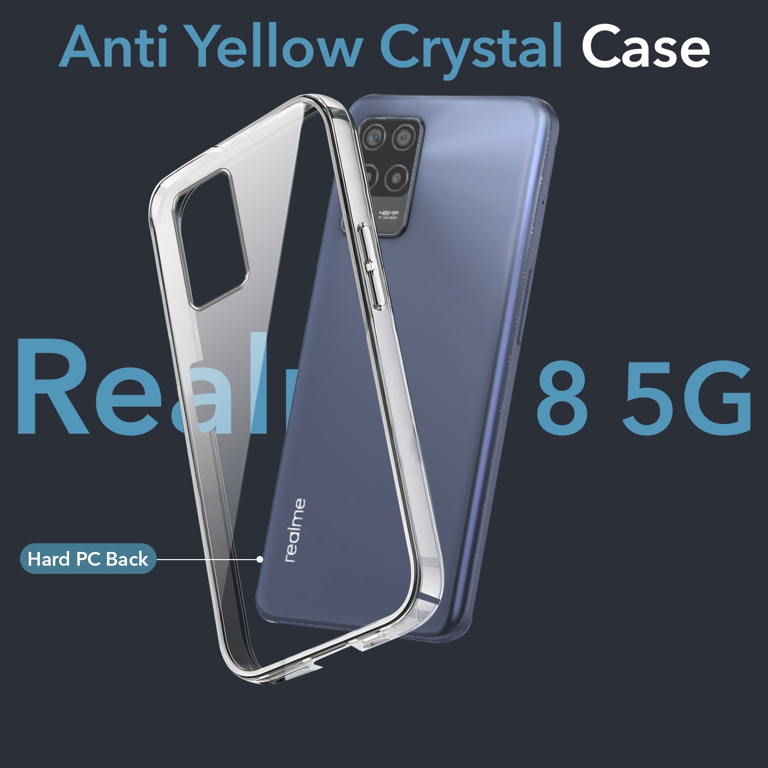 For Realme 8 5G Back Cover Case (Hard Anti Yellow Clear Case | Sleek Hard Crystal Clear | Drop & Camera Protection | Shockproof Polycarbonate)