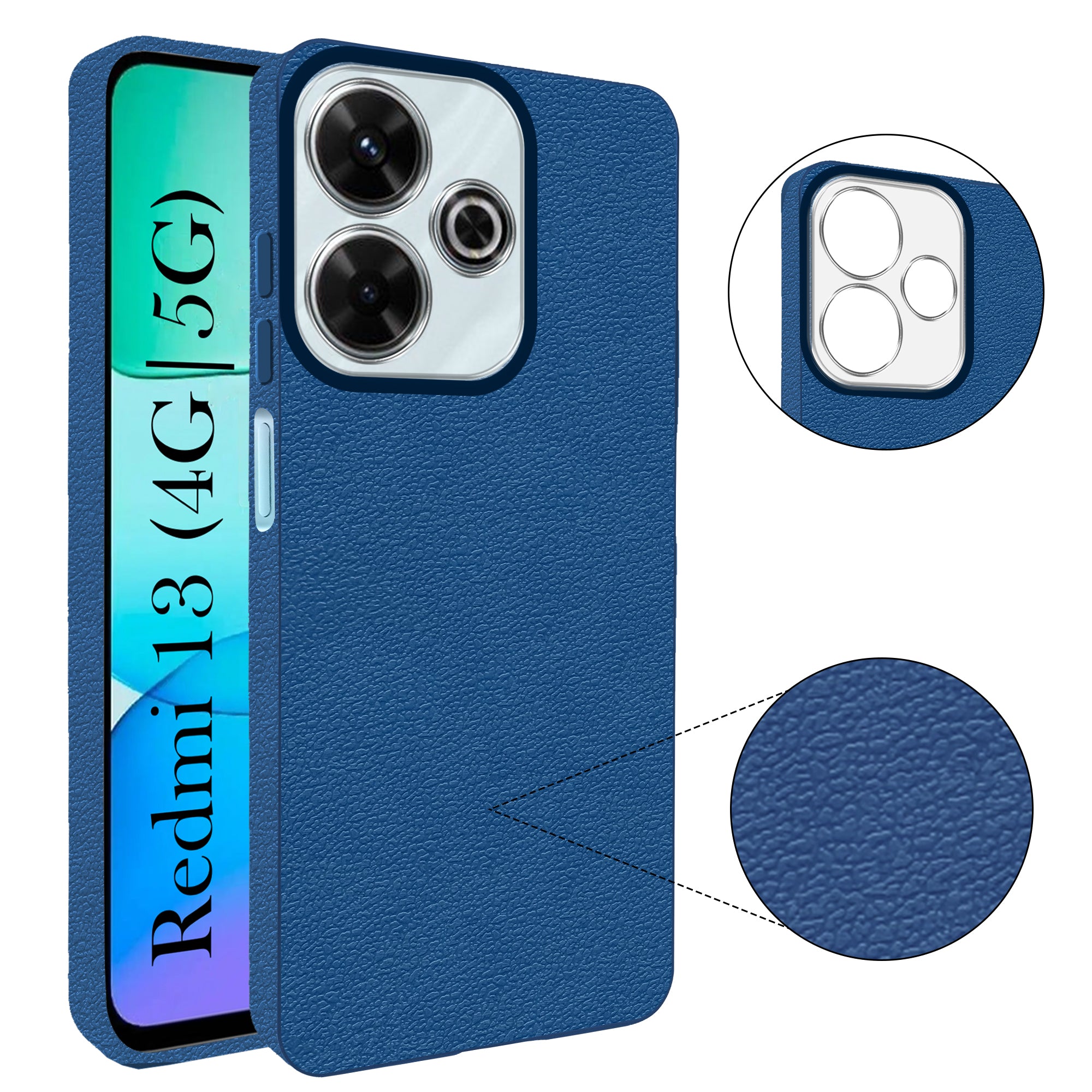 For Xiaomi Mi Redmi 13 4G | 5G Back Cover Case (Glass Like Camera Protection | Leather Feel | Minimalist Professional Grip))