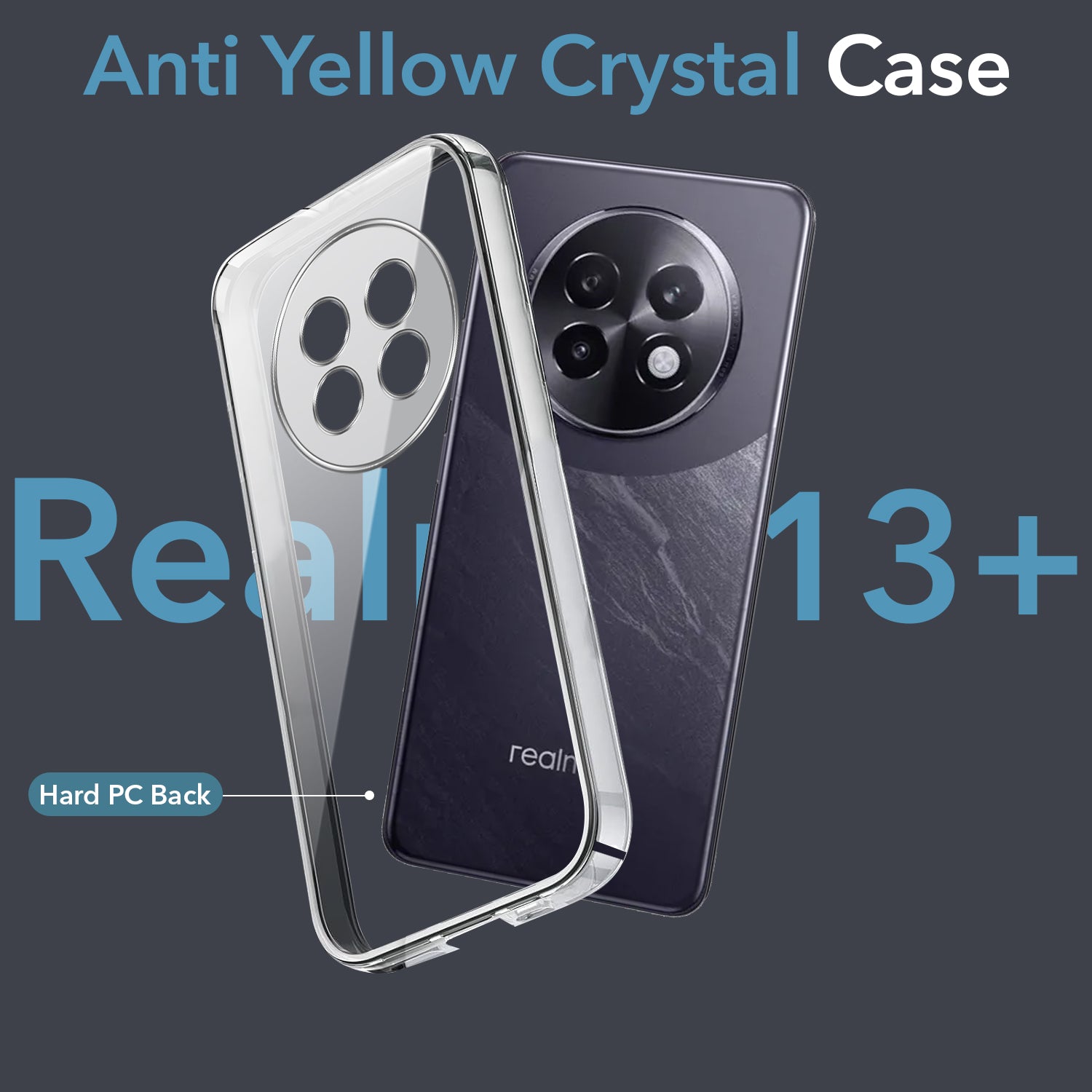 For Realme 13 Plus Back Cover Case (Hard Anti Yellow Clear Case | Sleek Hard Crystal Clear | Drop & Camera Protection | Shockproof Polycarbonate)