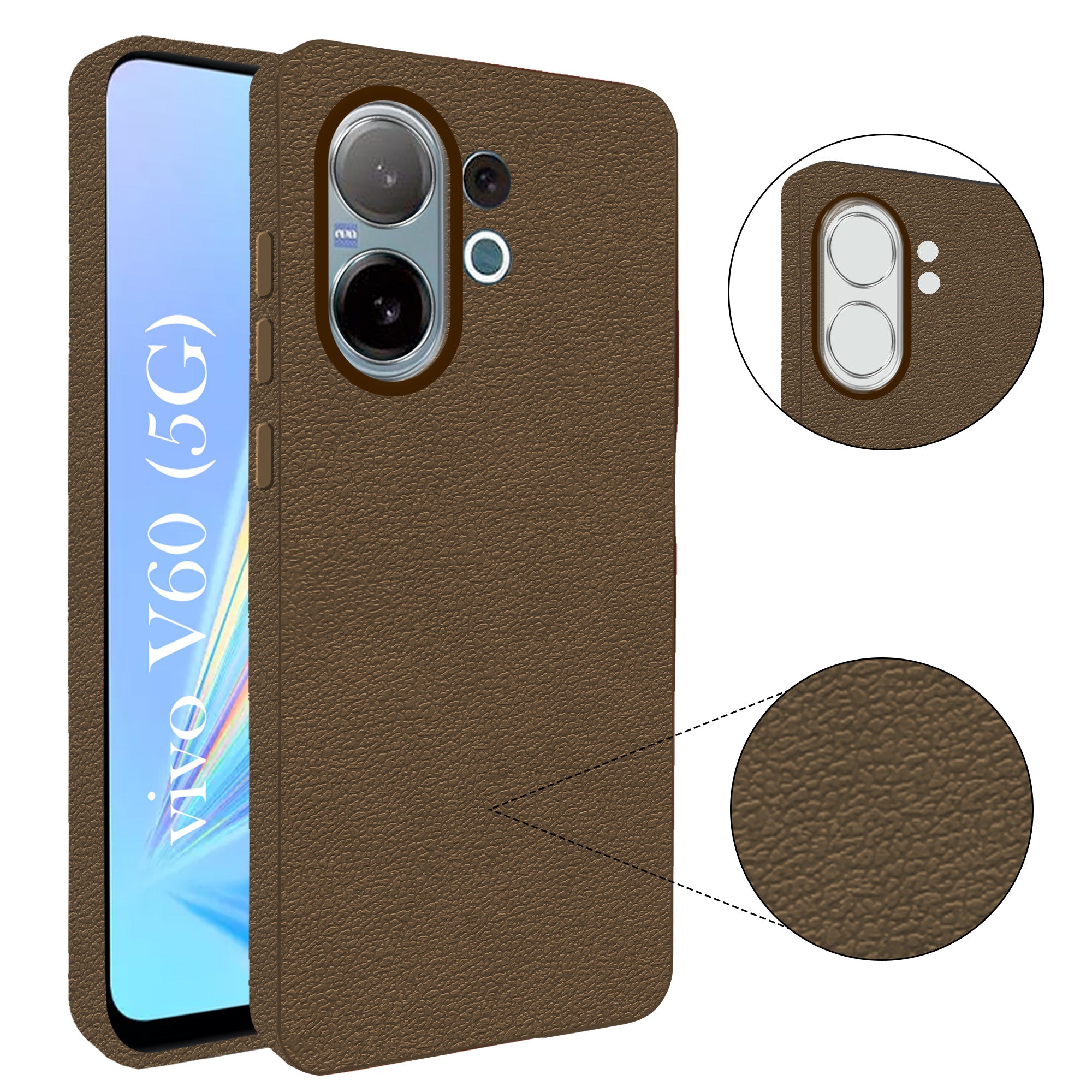 For Vivo V60 | Vivo T4 Pro Back Cover Case (Glass Like Camera Protection | Leather Feel | Minimalist Professional Grip)