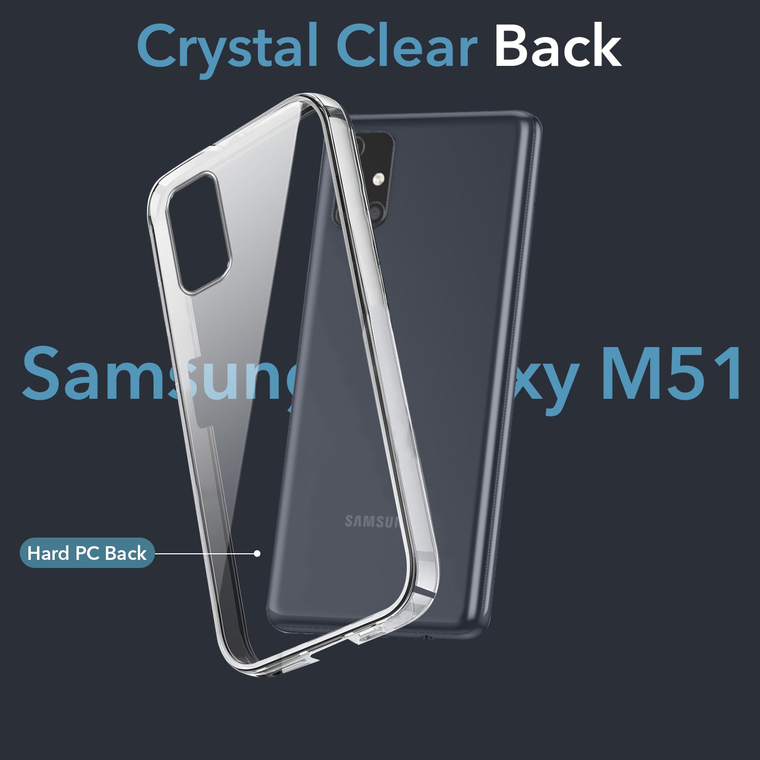 For Samsung Galaxy M51 Back Cover Case (Hard Anti Yellow Clear Case Drop Camera Protection Shockproof Polycarbonate)