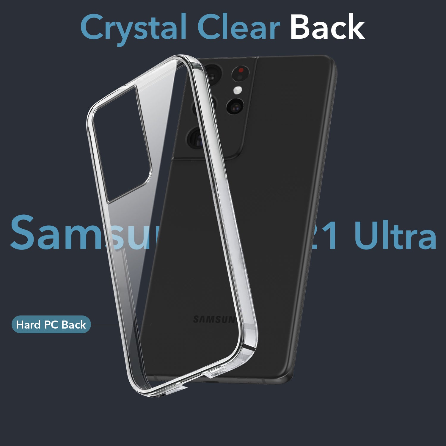 For Samsung Galaxy S21 Ultra 5G Back Cover Case (Hard Anti Yellow Clear Case Drop Camera Protection Shockproof Polycarbonate)