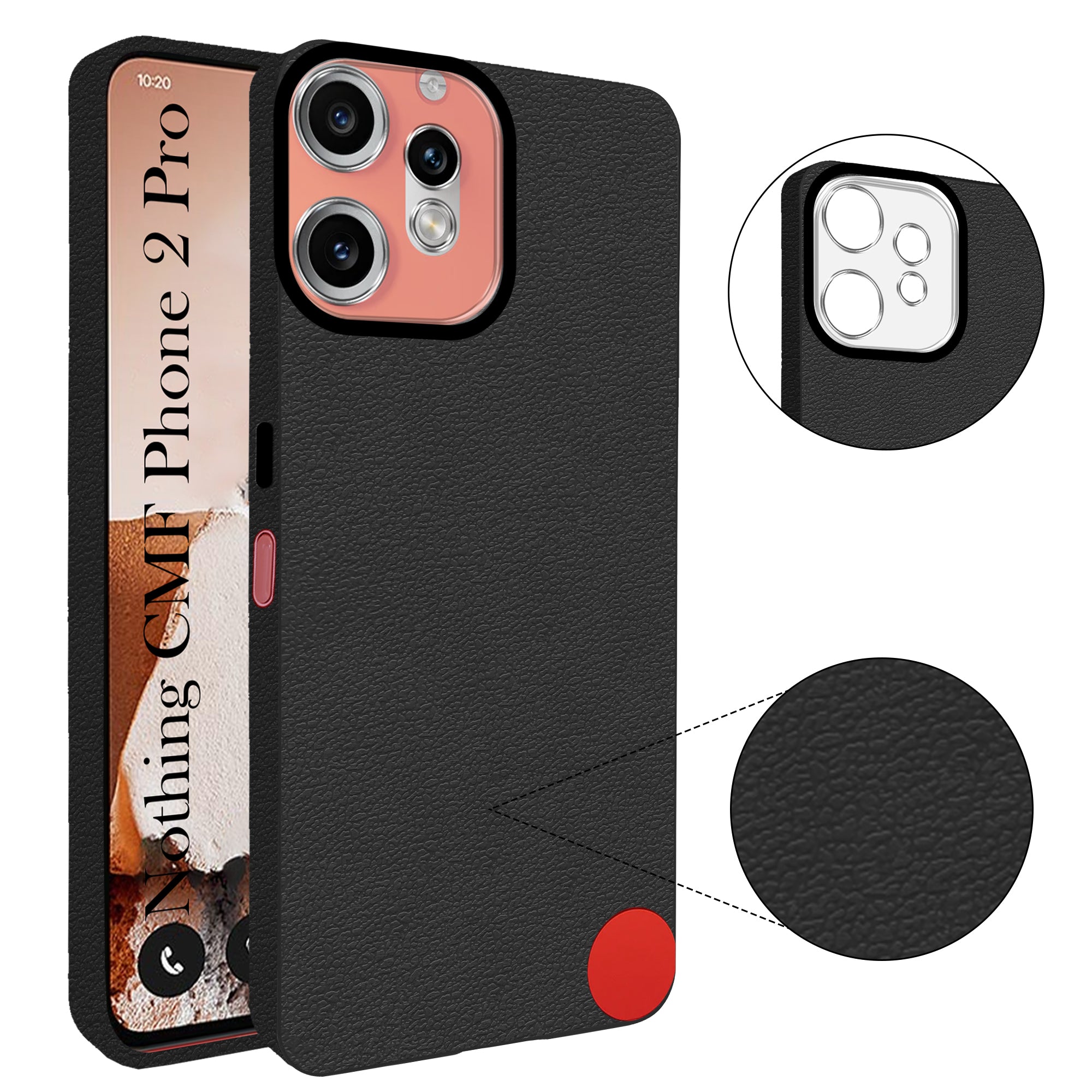 For Nothing CMF Phone 2 Pro Back Cover Case (Glass Like Camera Protection | Leather Feel | Minimalist Professional Grip)